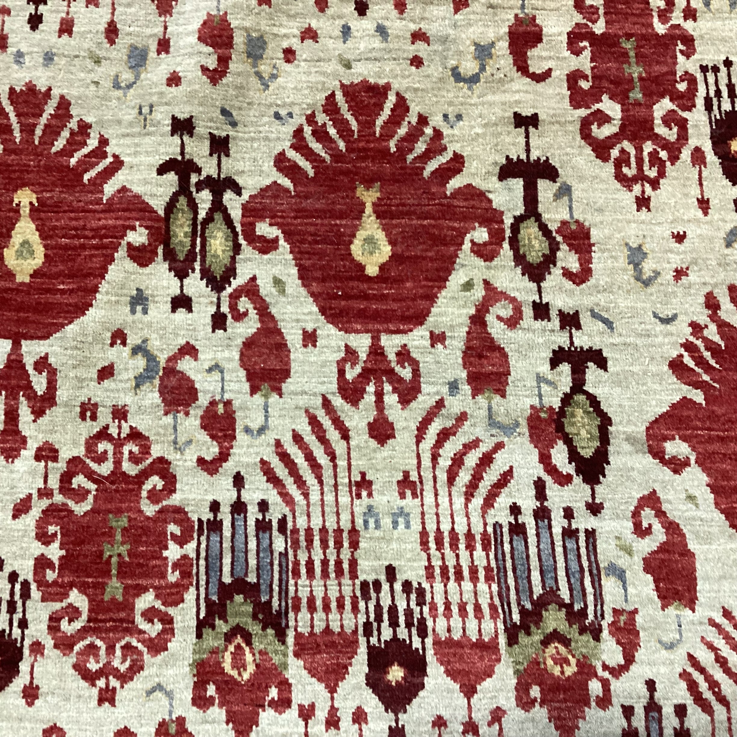 Isberian Gold & Red Ikat Design Hand Woven Wool Rug 9'10"x 13'8"