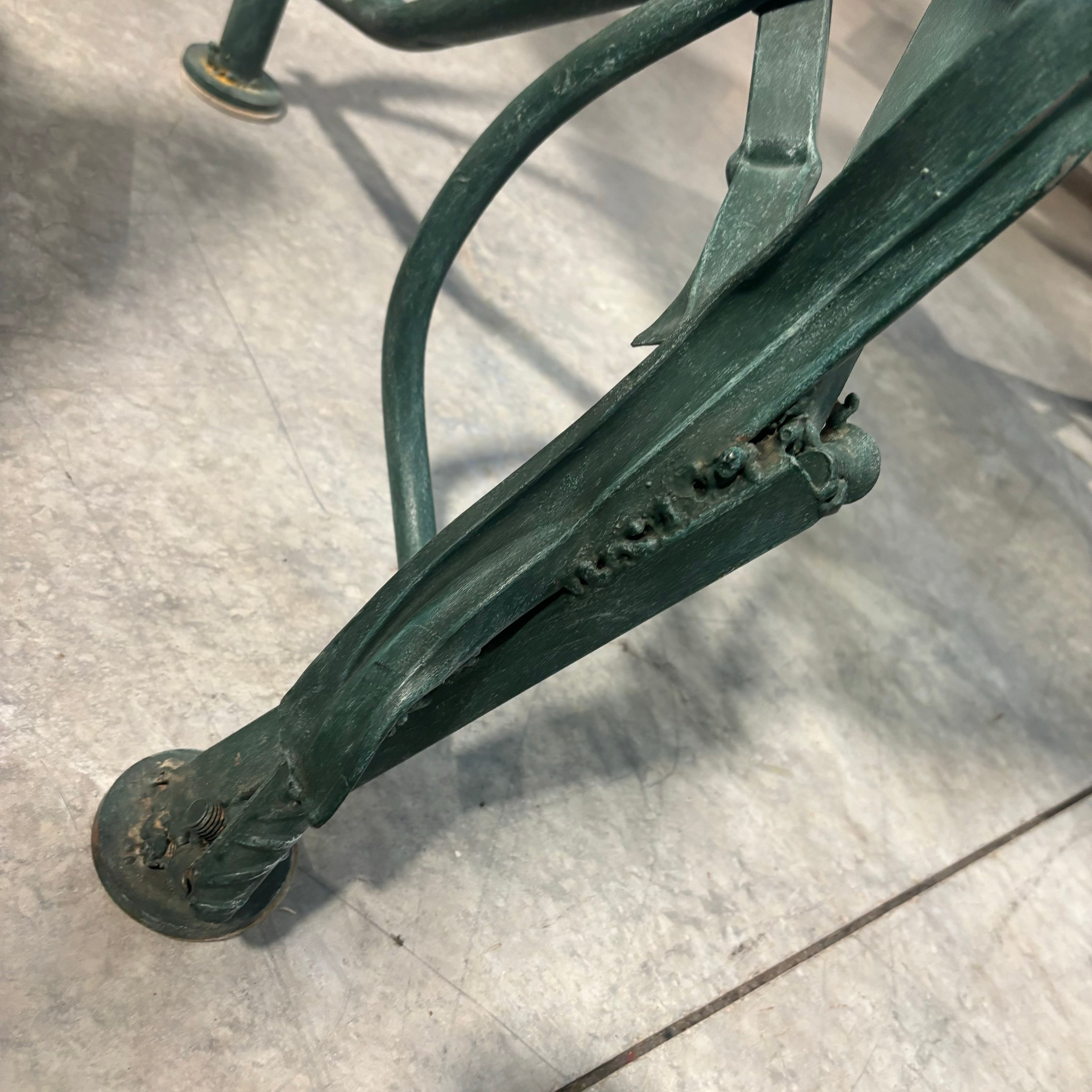 Marco De Gueltzl Patina Ornate Steel Base with Frosted Engraved Top Desk  60"x 40"x  30.5"