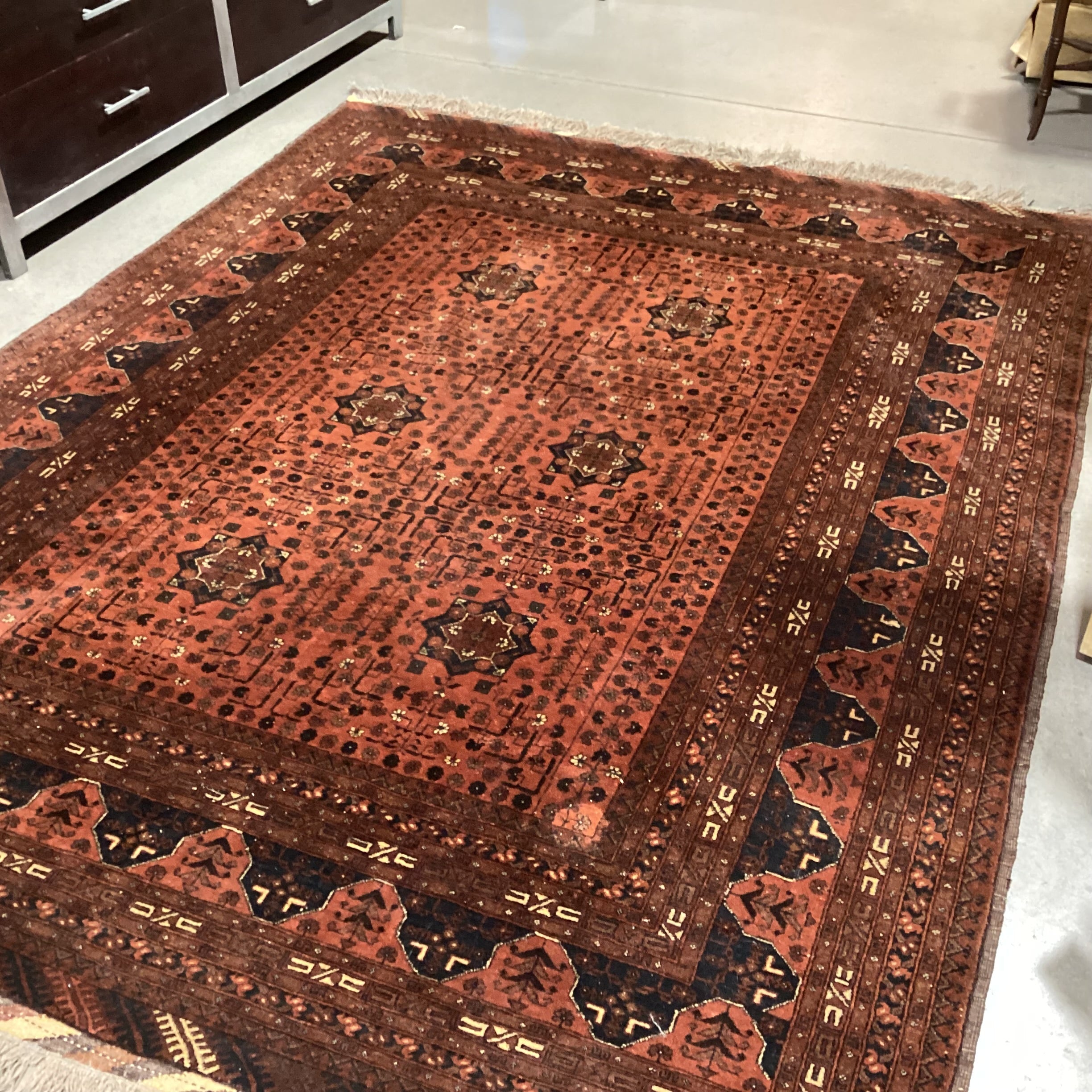 Rust & Black Hand Woven Wool Rug 6'10"x 9'6"