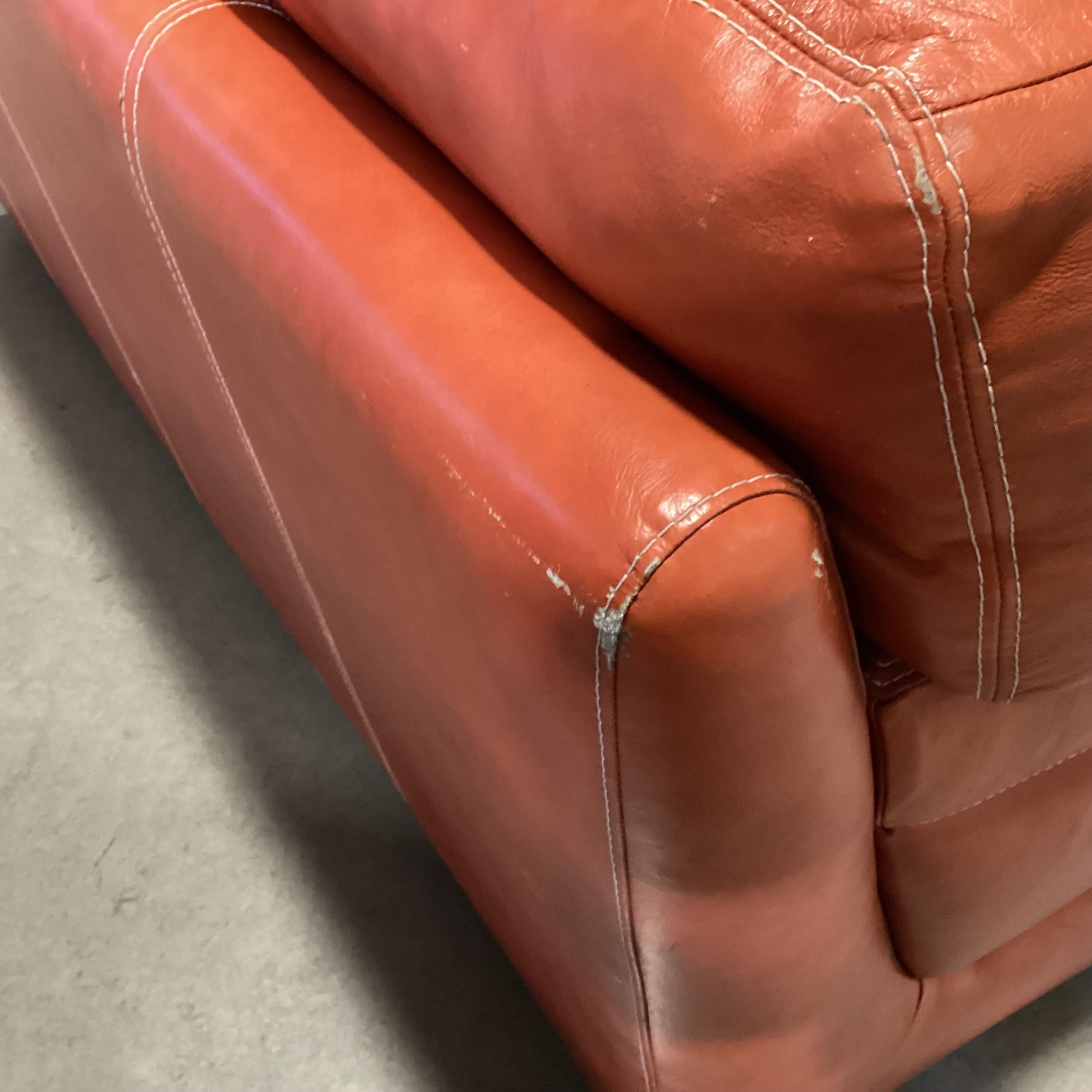 Burnt Orange Leather Loveseat Sofa 68"x 39"x 36"