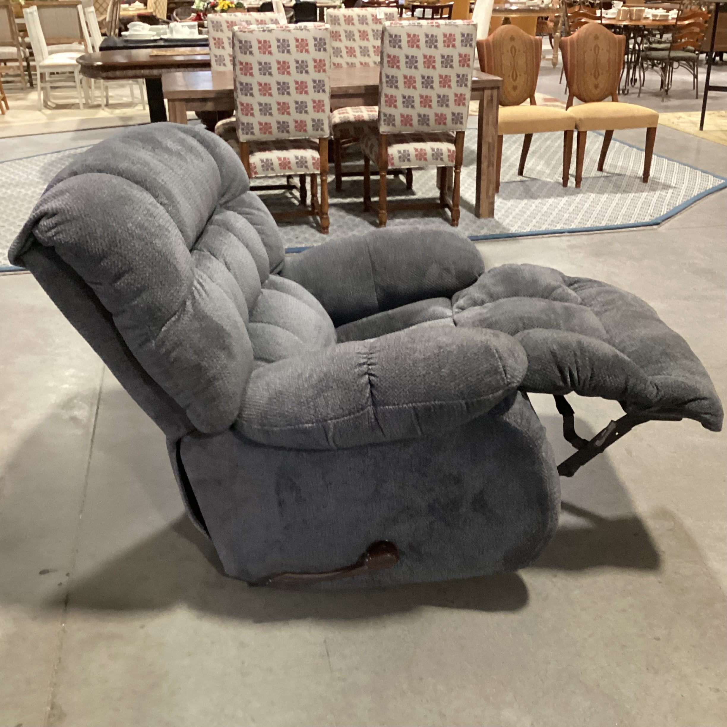 Catnapper Slate Chenille Woven Rock Swivel Recliner Chair 43"x 43"x 42"
