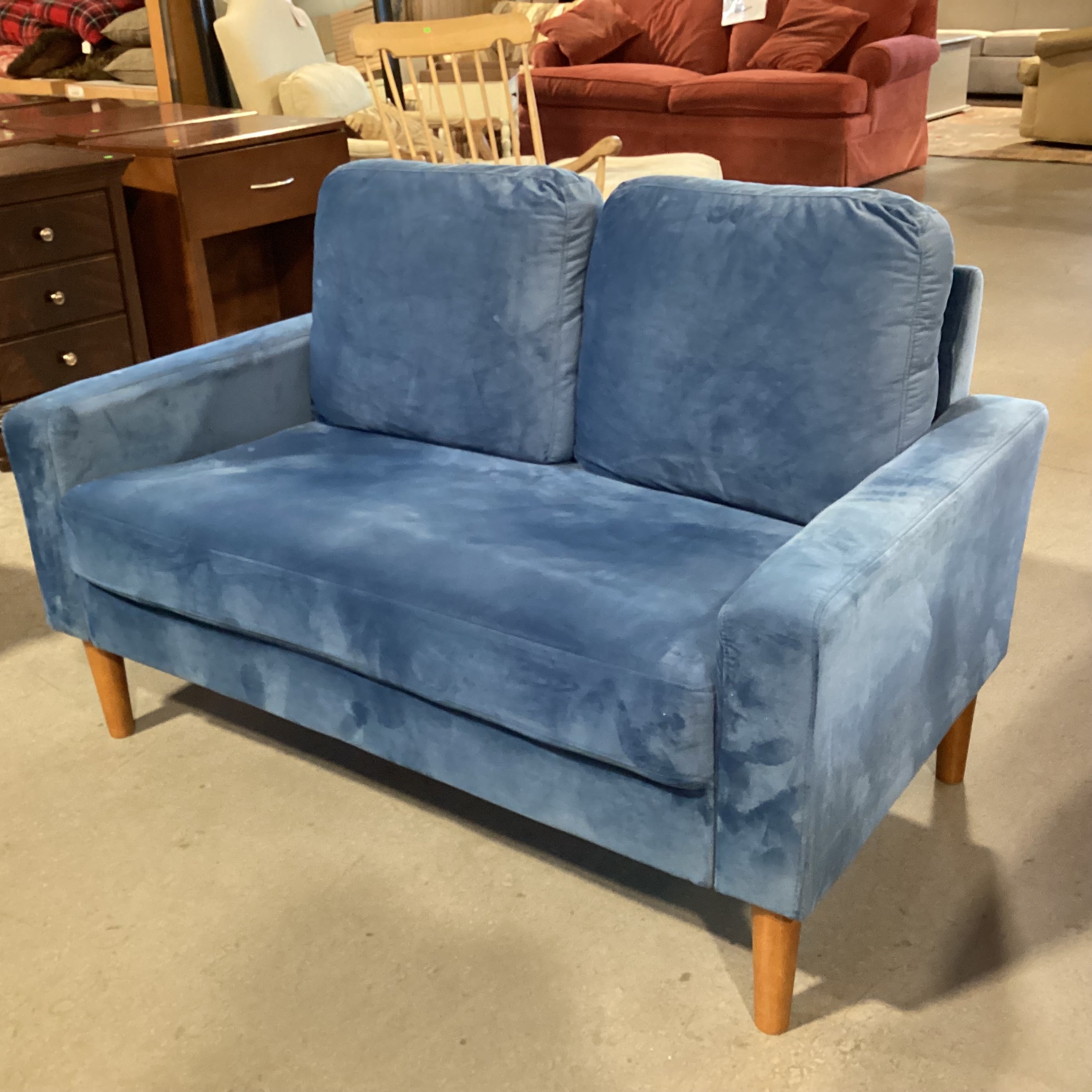 Sky Blue Plush Loveseat Sofa 52"x 30"x 30"