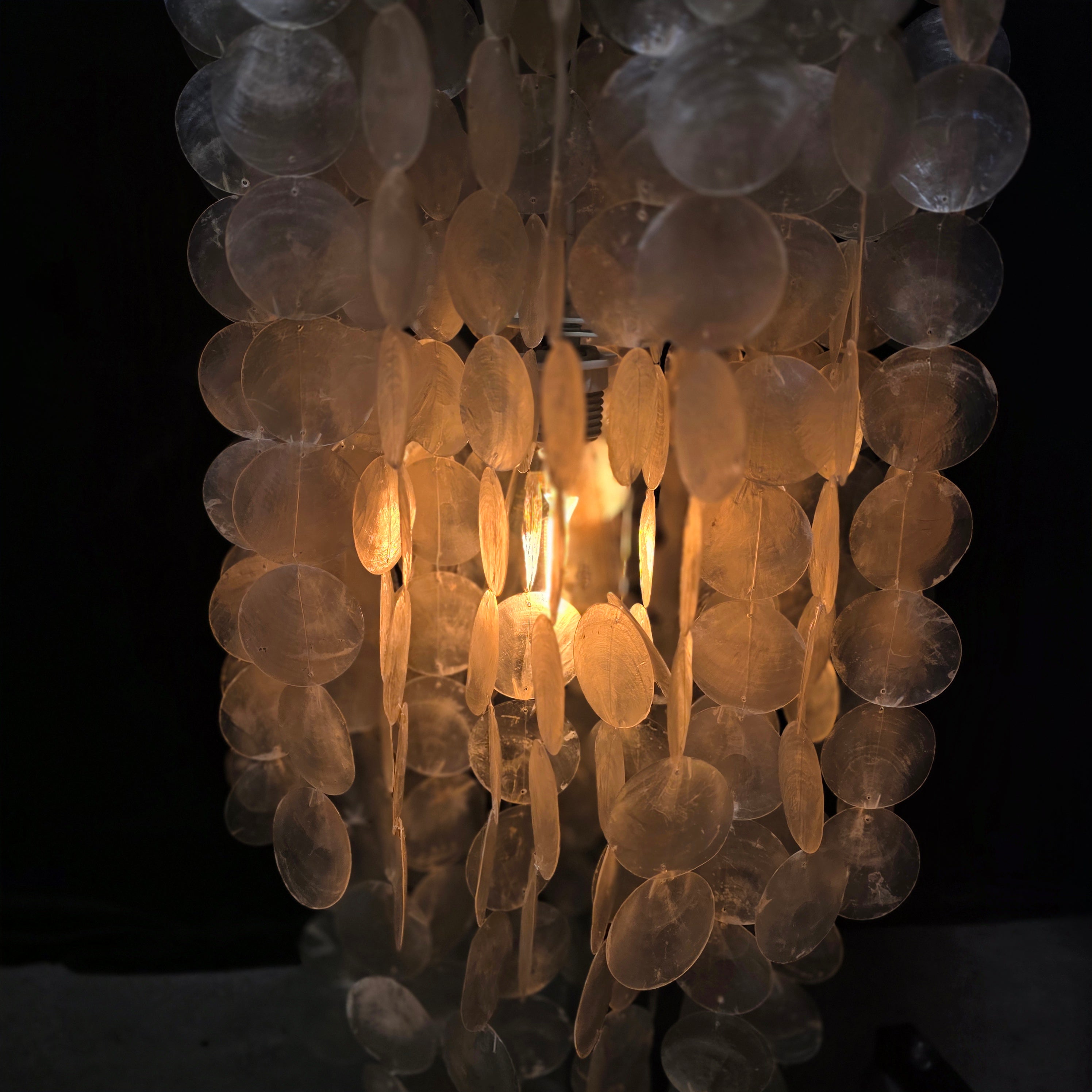 Capiz Shell Single Light Chandelier 12"Dx36"