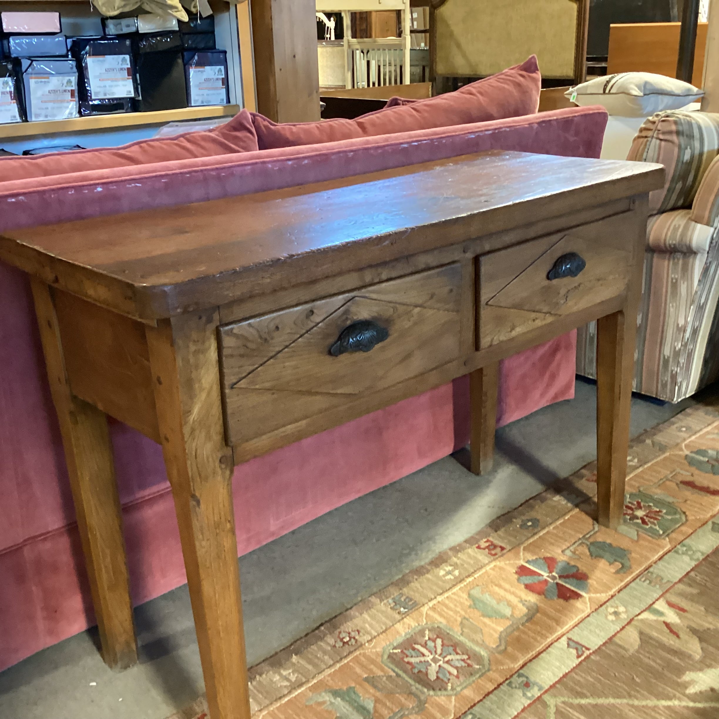 Antique Solid Wood 2 Drawer Console Sofa Table 45.5"x 17.5"x 31.5"