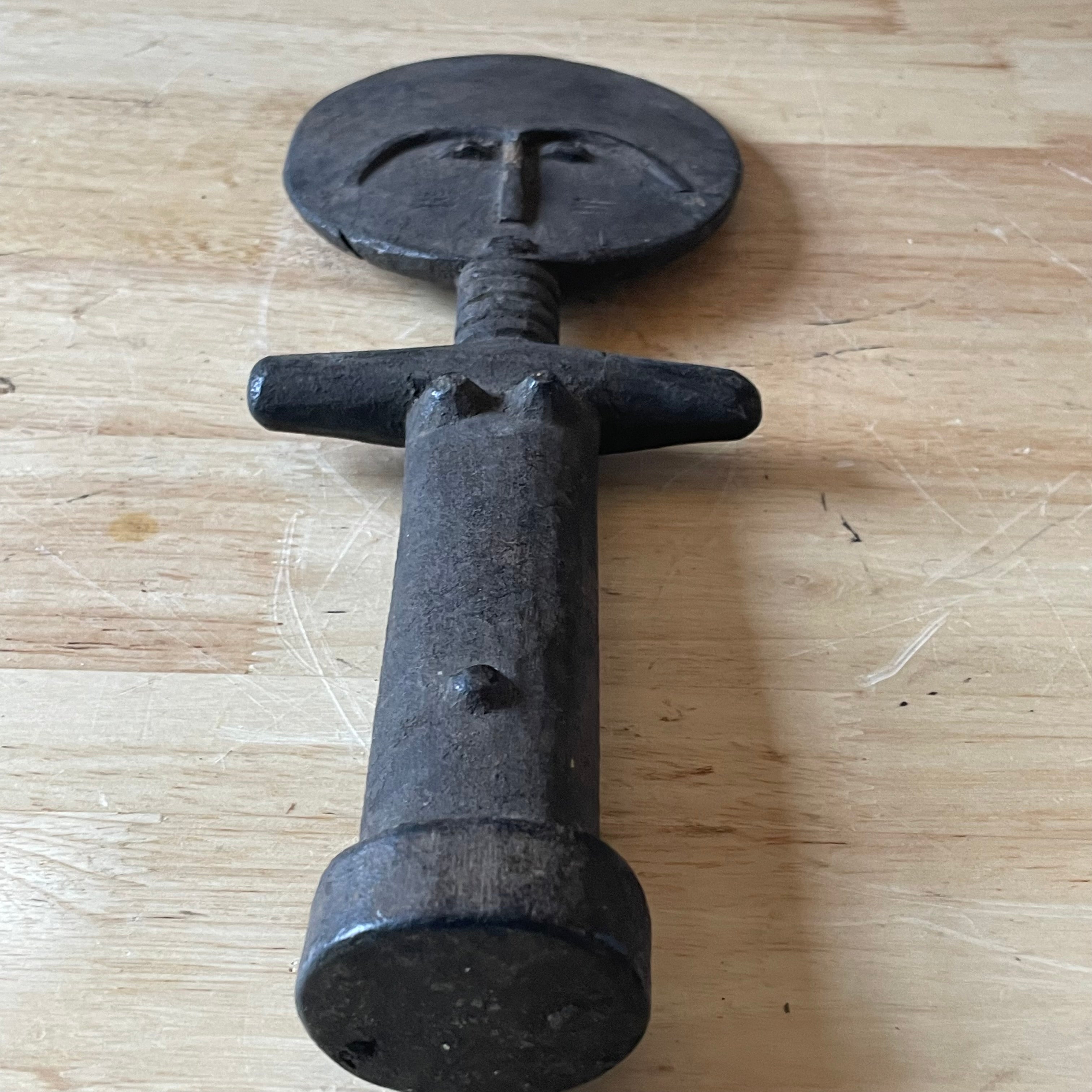 Vintage African Hand Carved Wood Fertility Figurine, 4.5"x 13"
