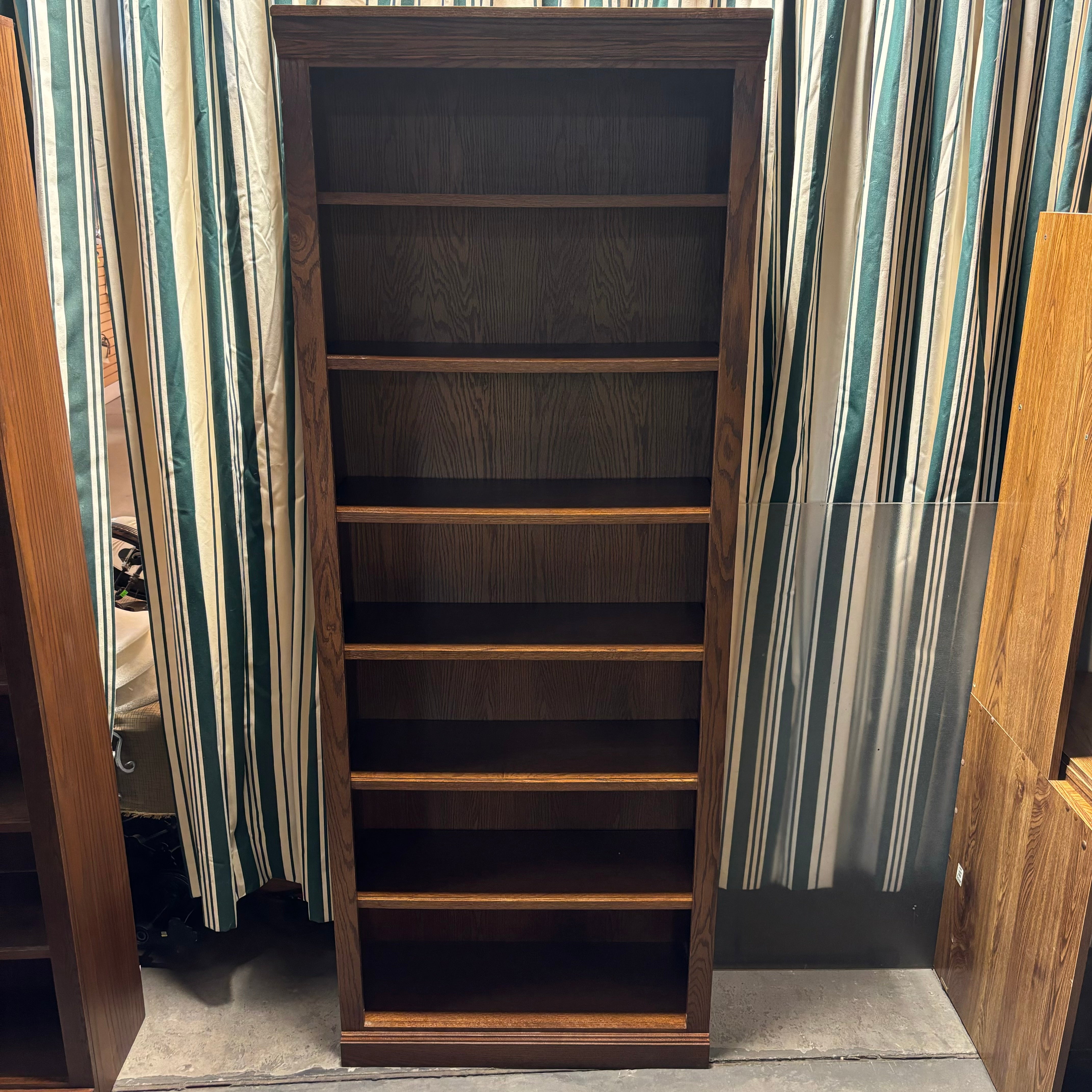 Solid Dark Wood 6 Shelf Bookcase 32"x 14"x 84"