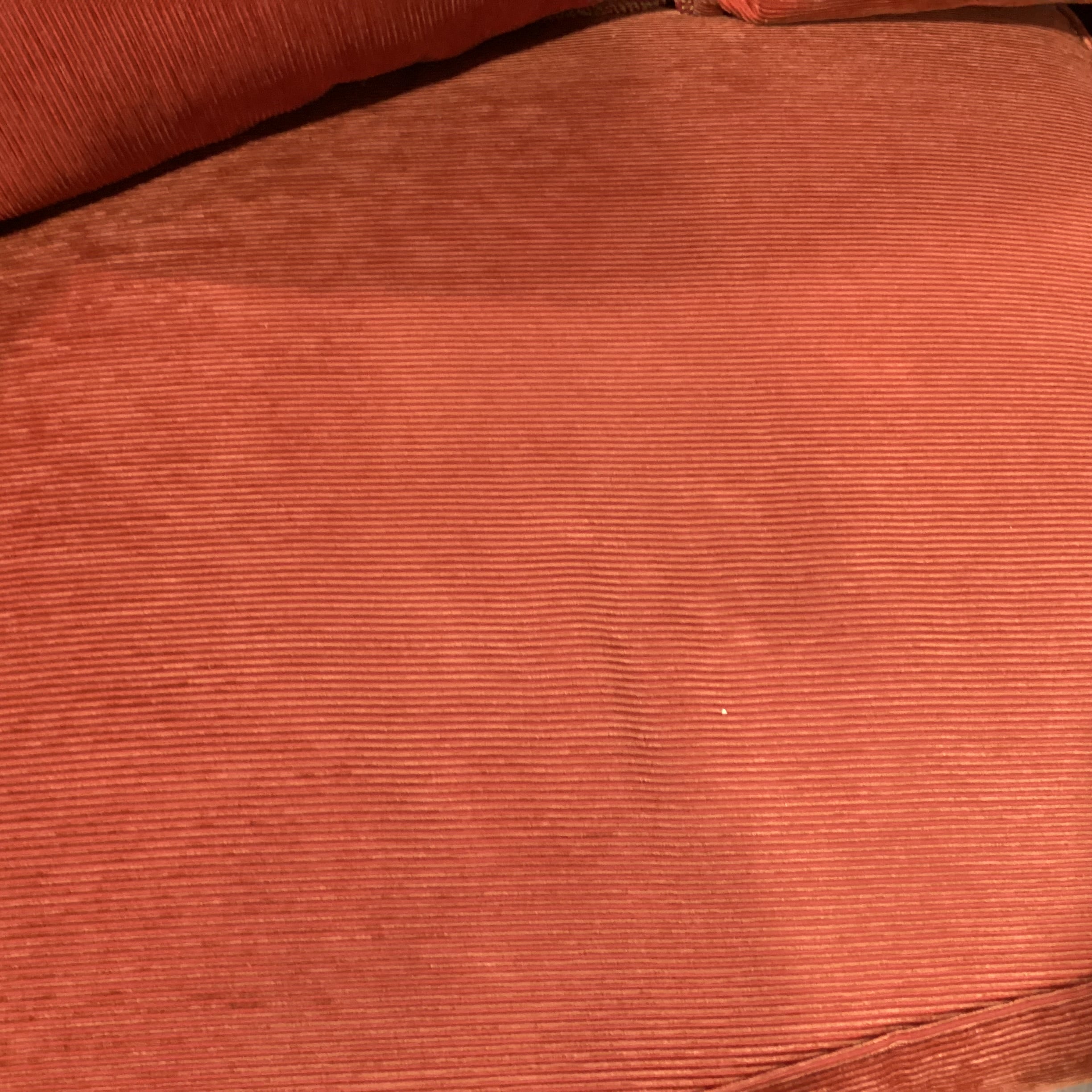 Hickory White Burnt Orange & Gold Raised Ribbed Texture Down Mix Curved Sofa 89"x 48"x 31"