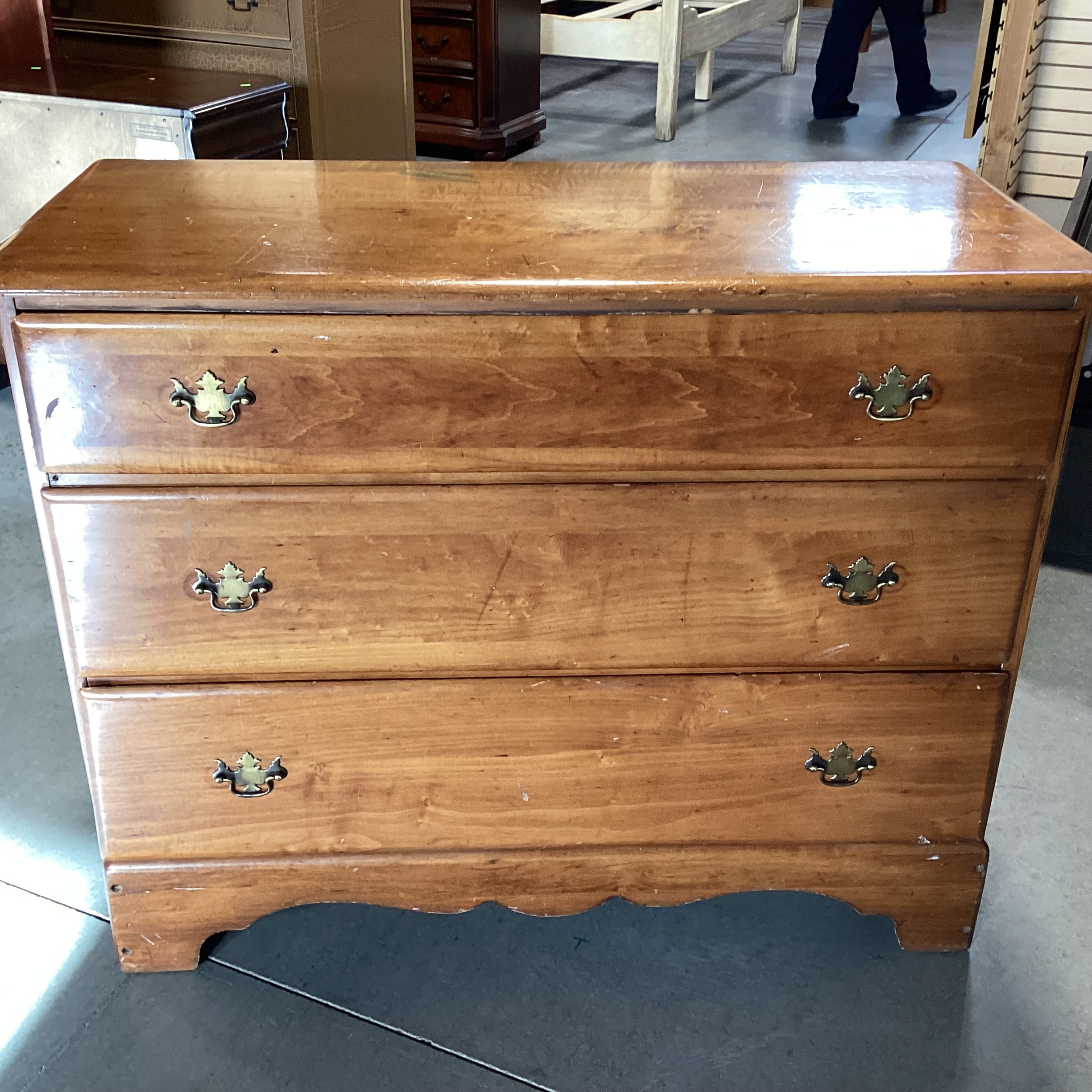 Antique Maple 3 Drawer Chest 42"x 19"x 33.5"