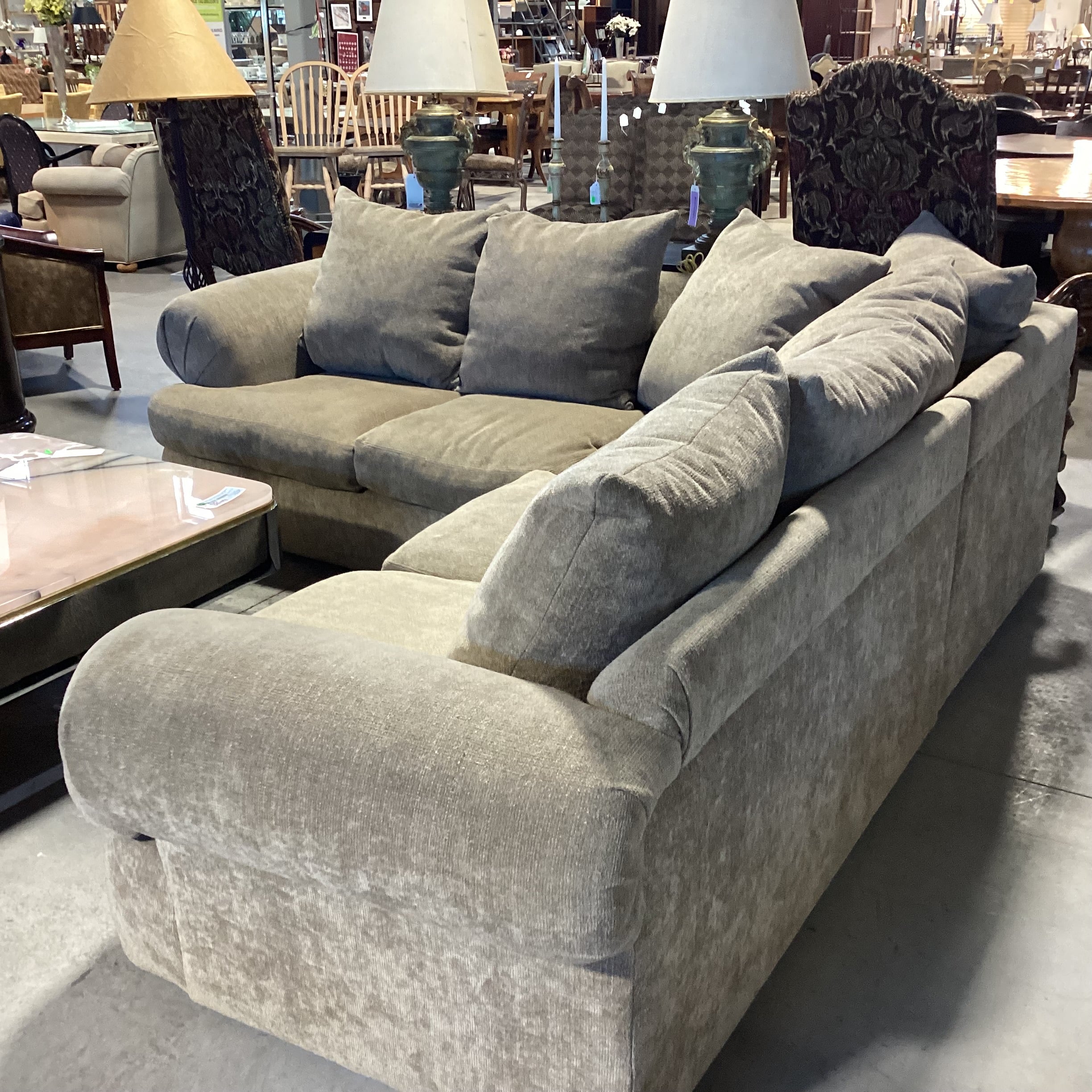 Sage Chenille Woven Down Mix 2 Piece Sectional 102"x 102"x 42"x 30"