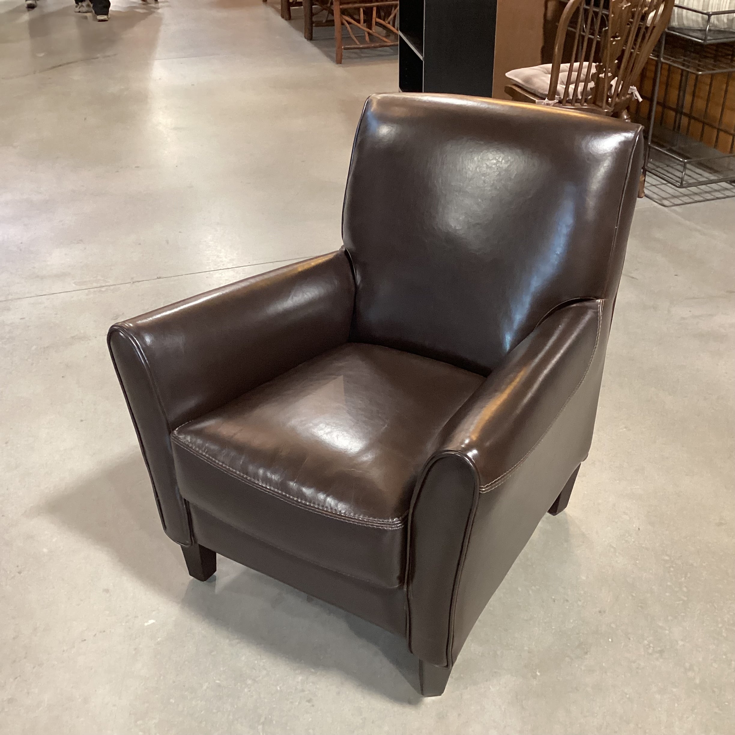 Calia Italia Brown Leather Chair 31"x 31"x 34"