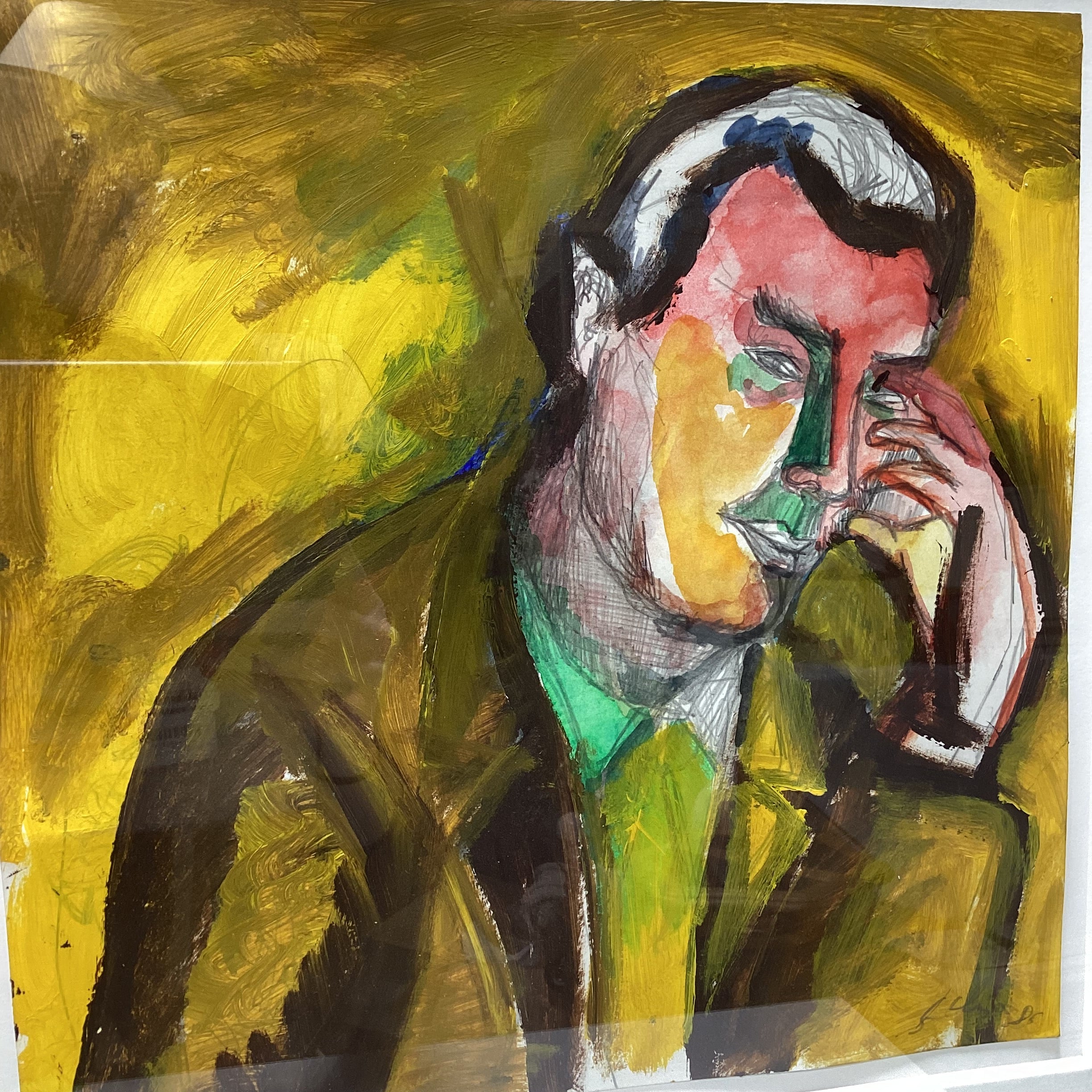 Sandro Chia Signed " Eddy De Wilde" Original Gouche Painting 23" x 24"