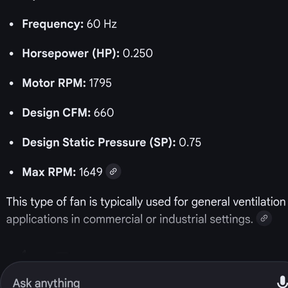 Loren Cook Company Square Inline Exhaust Fan 22"x 25"