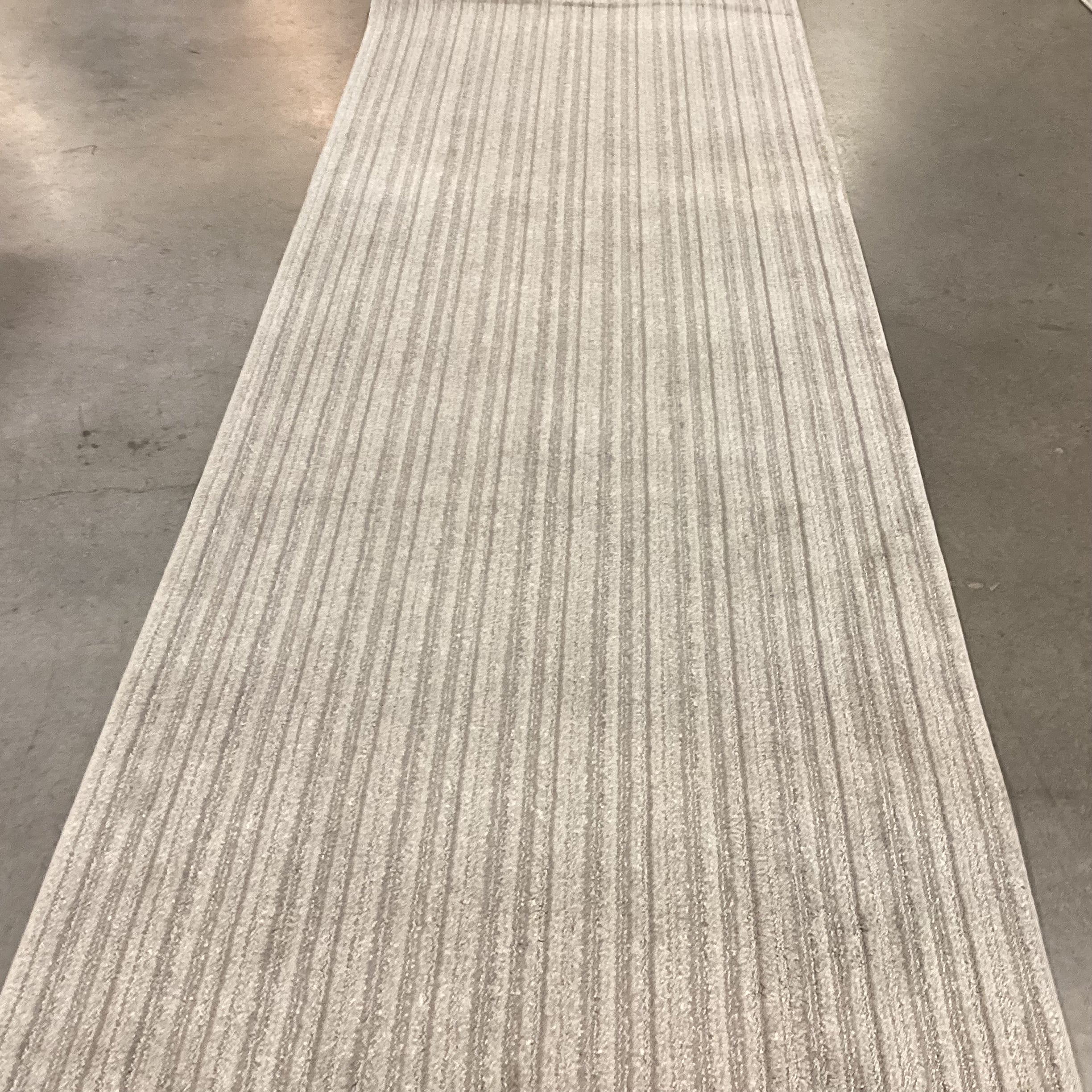 Grey Ivory Woven Pile Nylon Runner Rug 3'4"x 32'7"