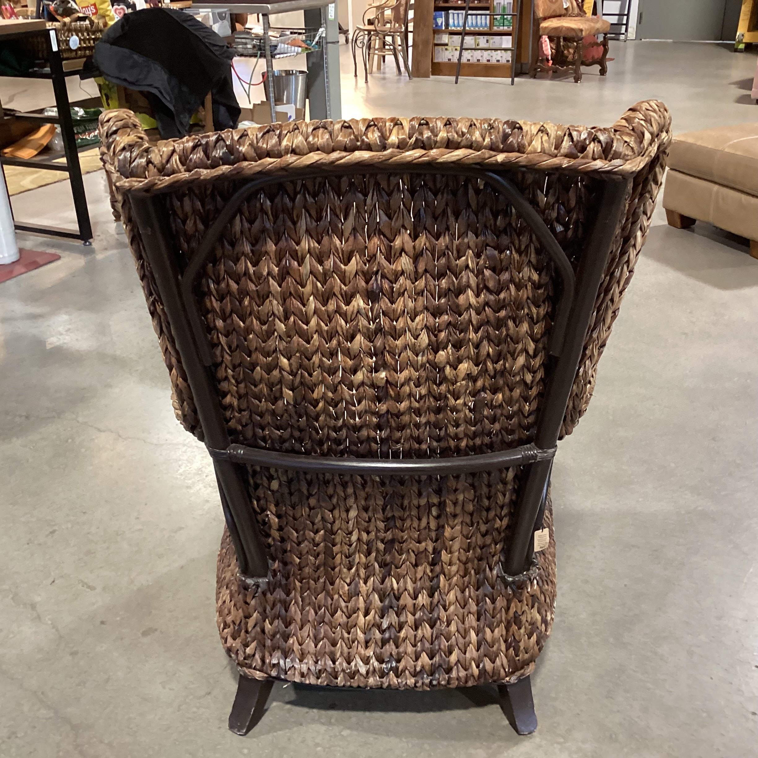 Pier One Seagrass Woven with Cushion Wing Chair 32"x 30"x 41"