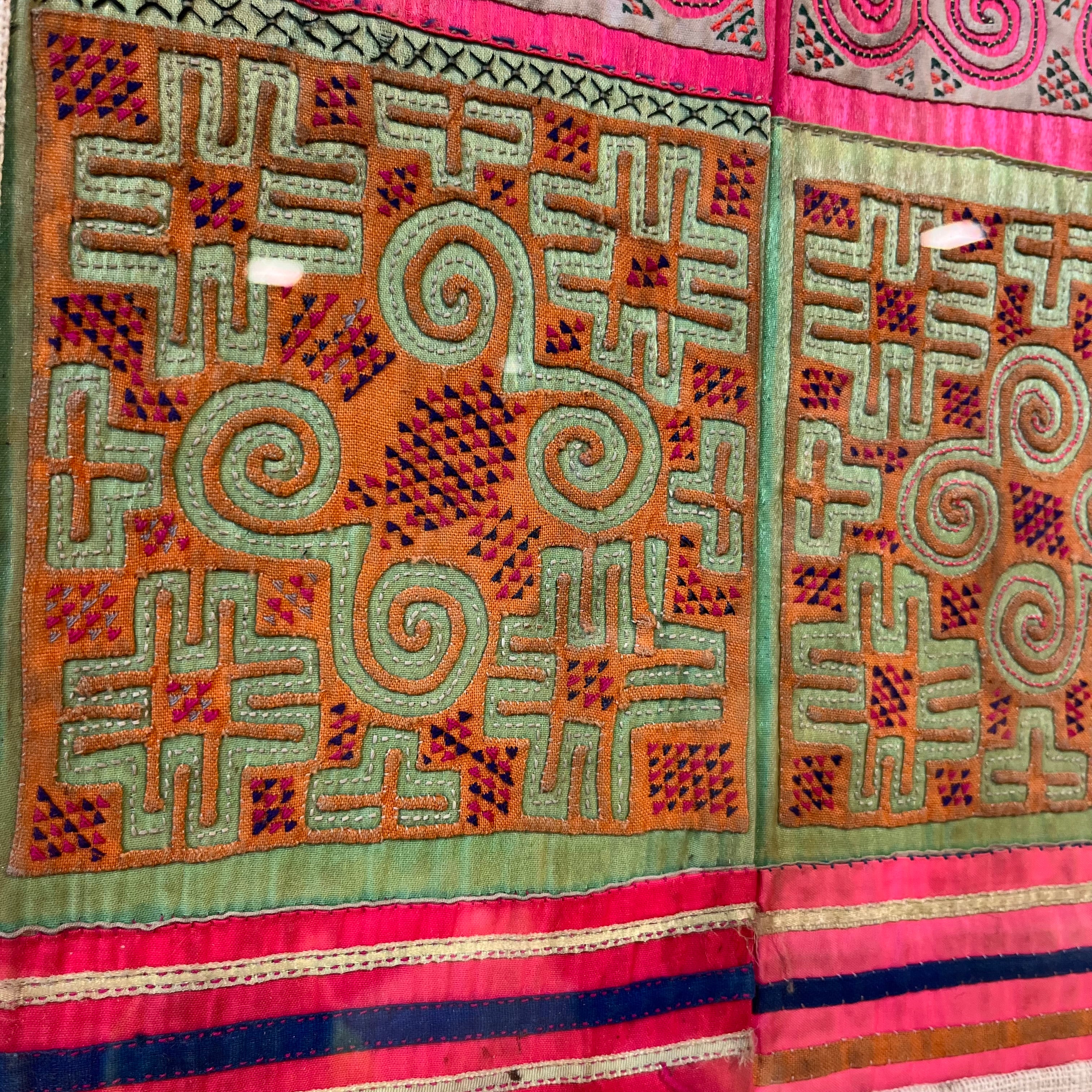 Laos Hmong Hill Tribe Hand Embroidered Textile 13.25"x 17.5"