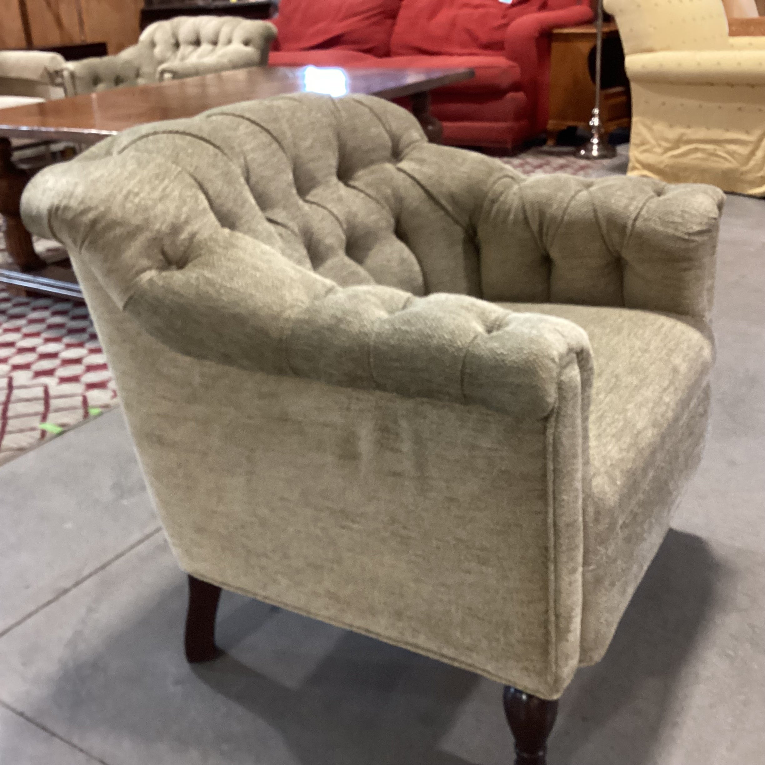 JJ Custom Sage Woven Chenille Tufted Chair 32"x 32"x 32"