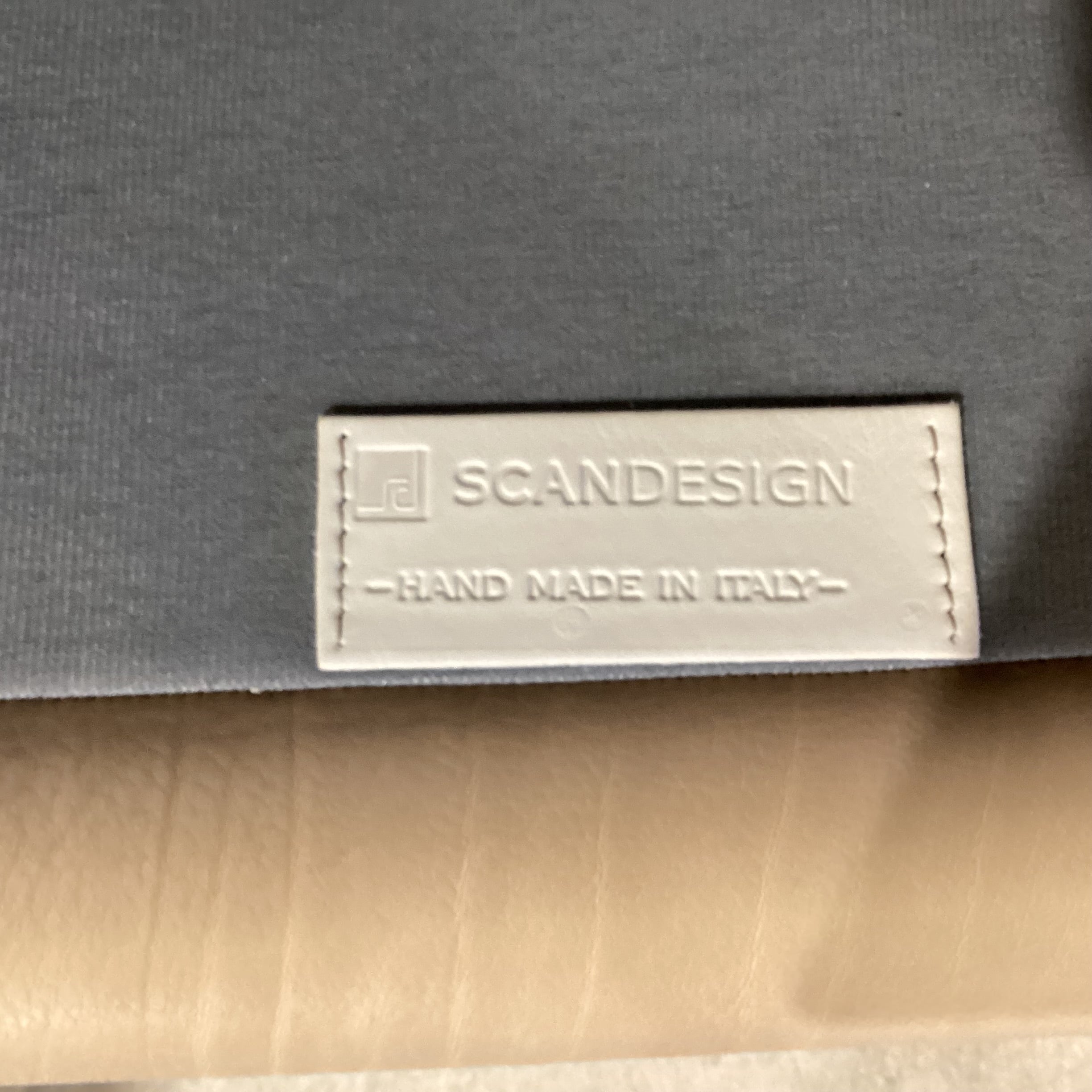 Scan Design Made in Italy Taupe Leather with Reverse Seam Modern Chair 41"x 36"x 29"