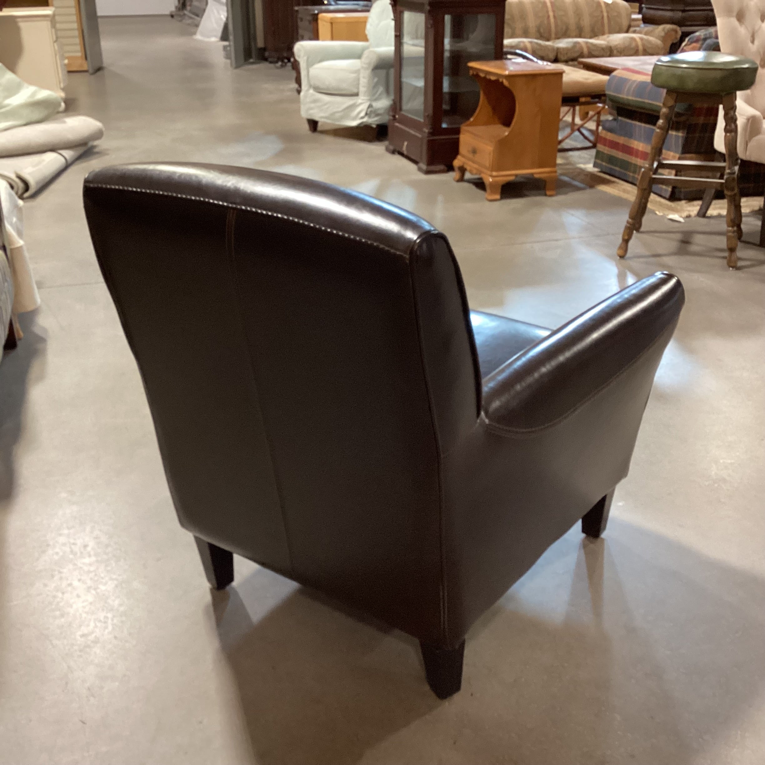 Calia Italia Brown Leather Chair 31"x 31"x 34"