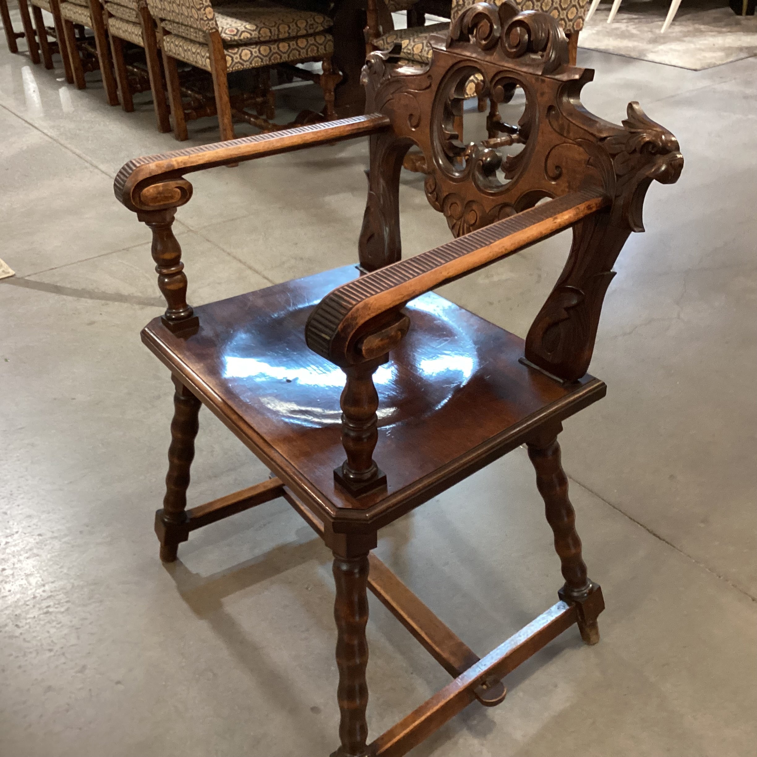 Vintage Ornate Carved Wood Chair 25"x 21"x 36"