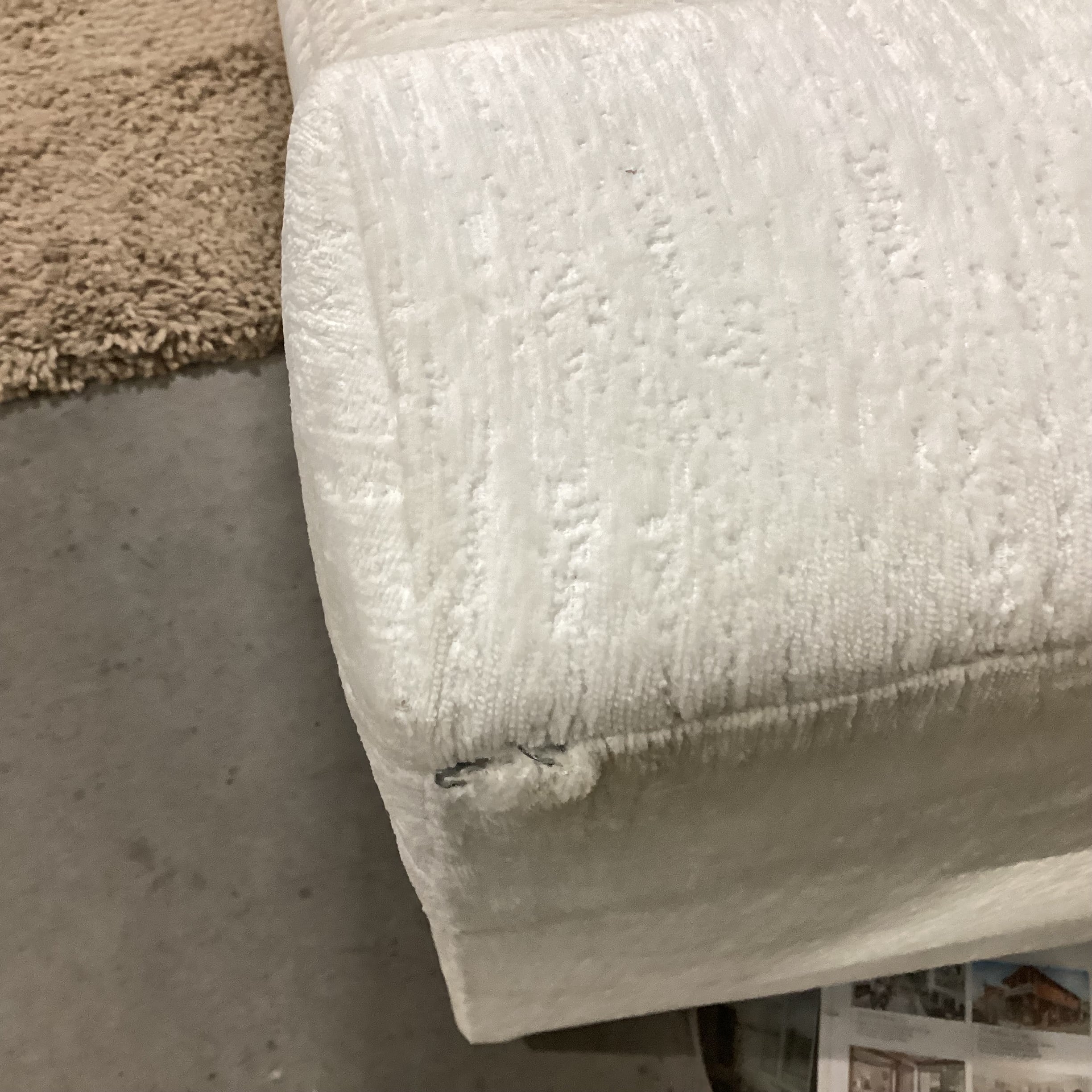 Custom Ivory Raised Texture Velvet Down Mix 3 Piece Sectional 146"x 134"x 45"x 29"