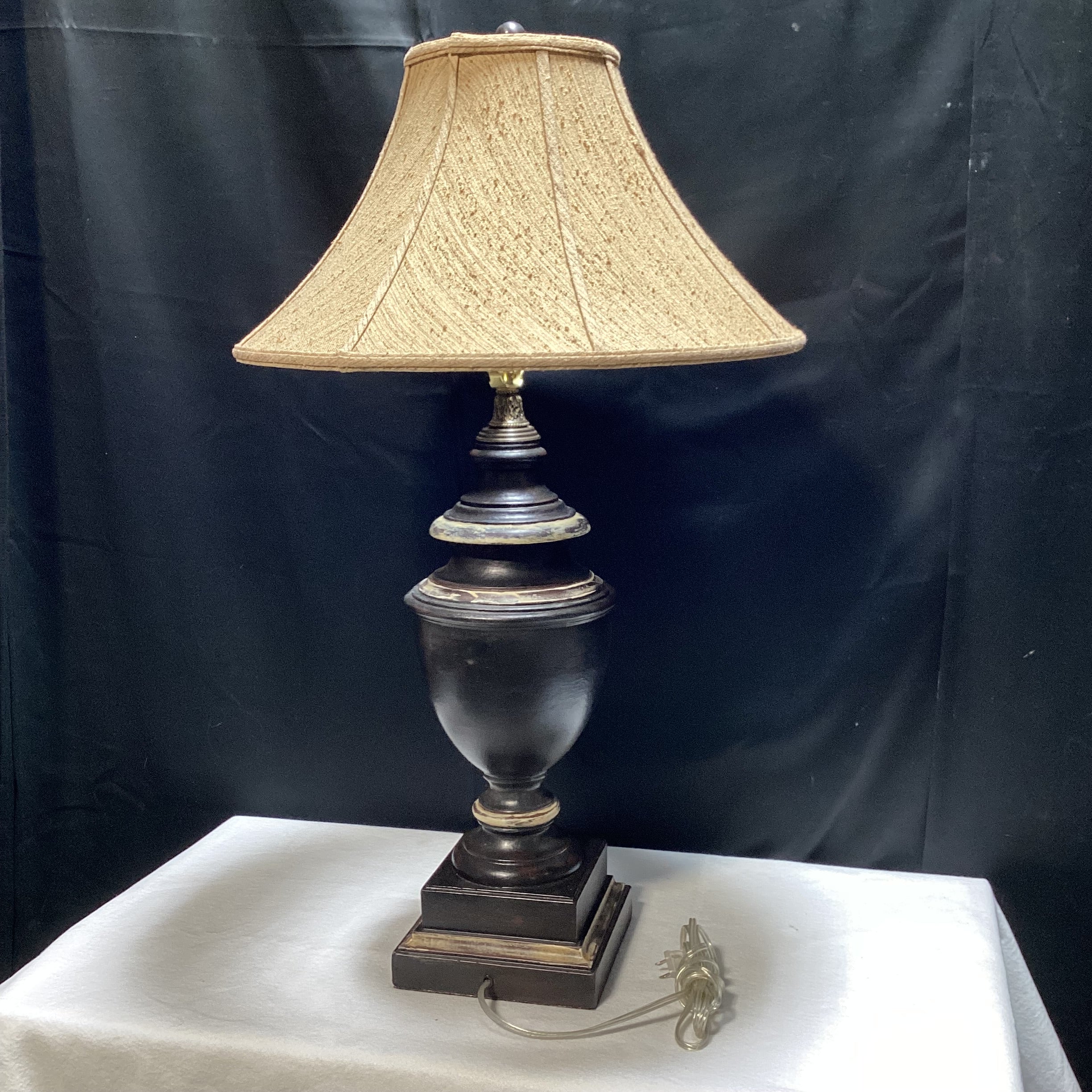Traditional Style Table Lamp With Beige Woven Shade (2) 20" x 36" x 7 3/4"