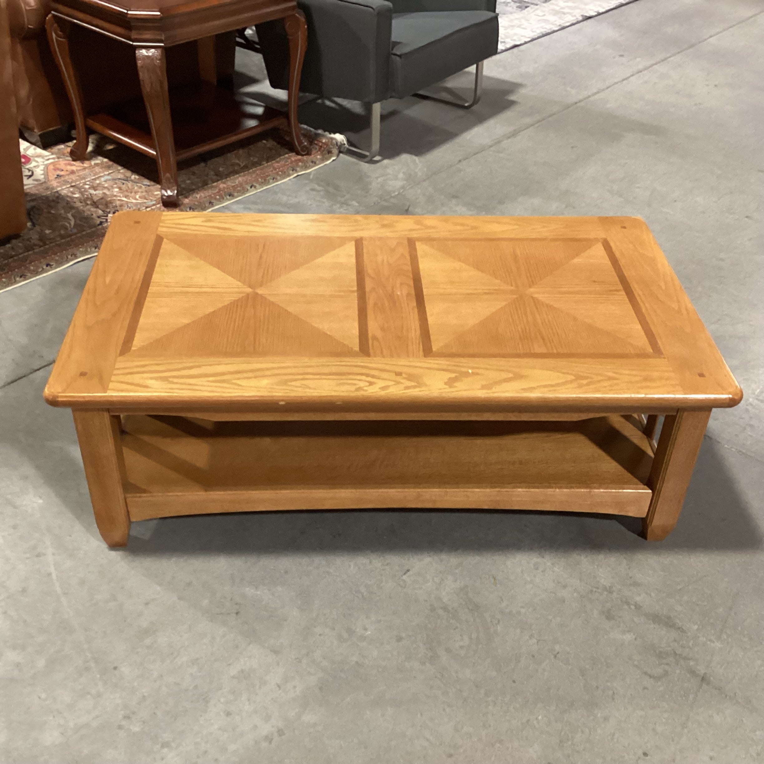 Dual Level Solid Wood Coffee Table 50"x 28"x 17"