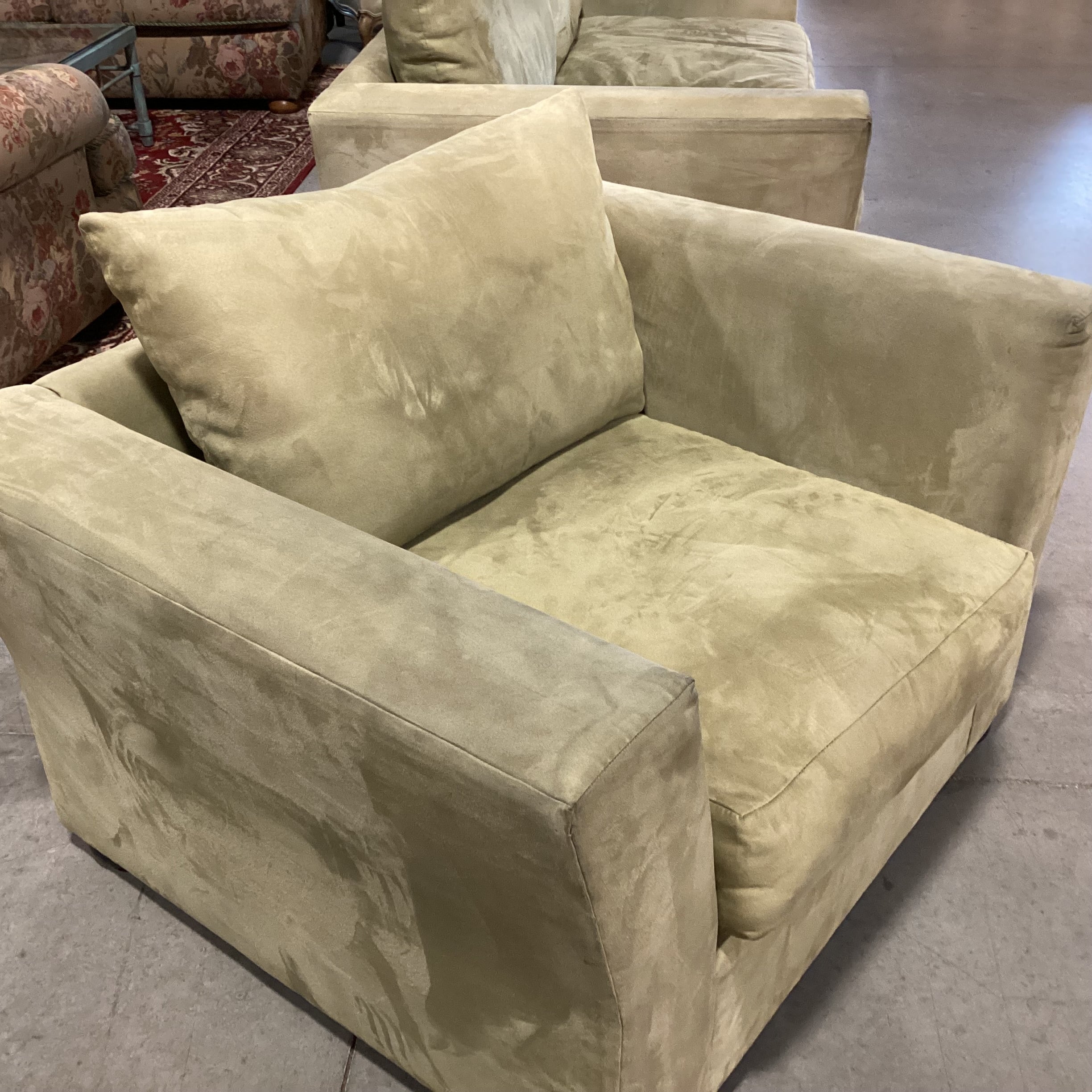 Light Sage Ultra Suede Oversized Chair 46"x 37"x 27"