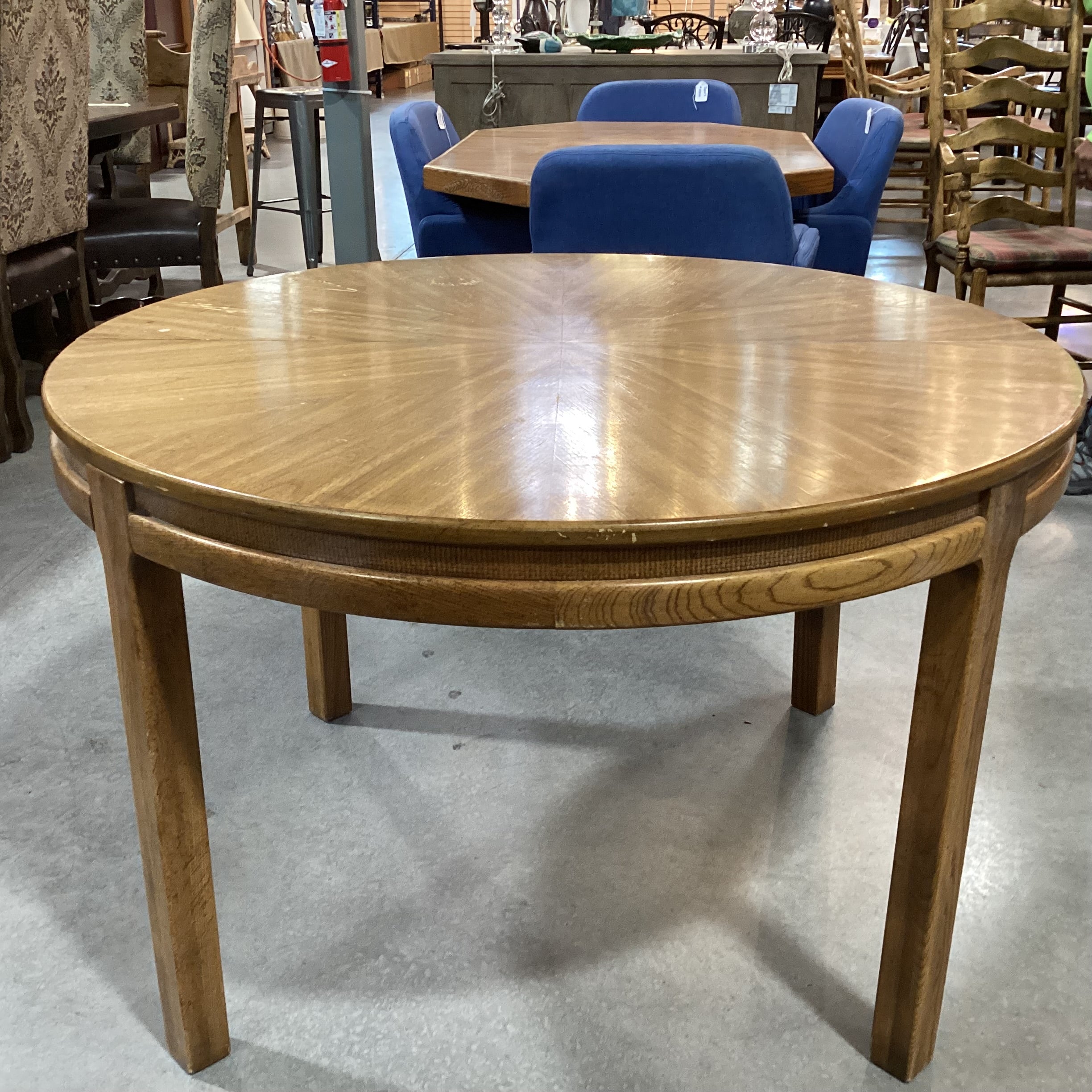Round Wood & Veneer with Woven Edge Detail Dining Table 48" Diameter x 30"