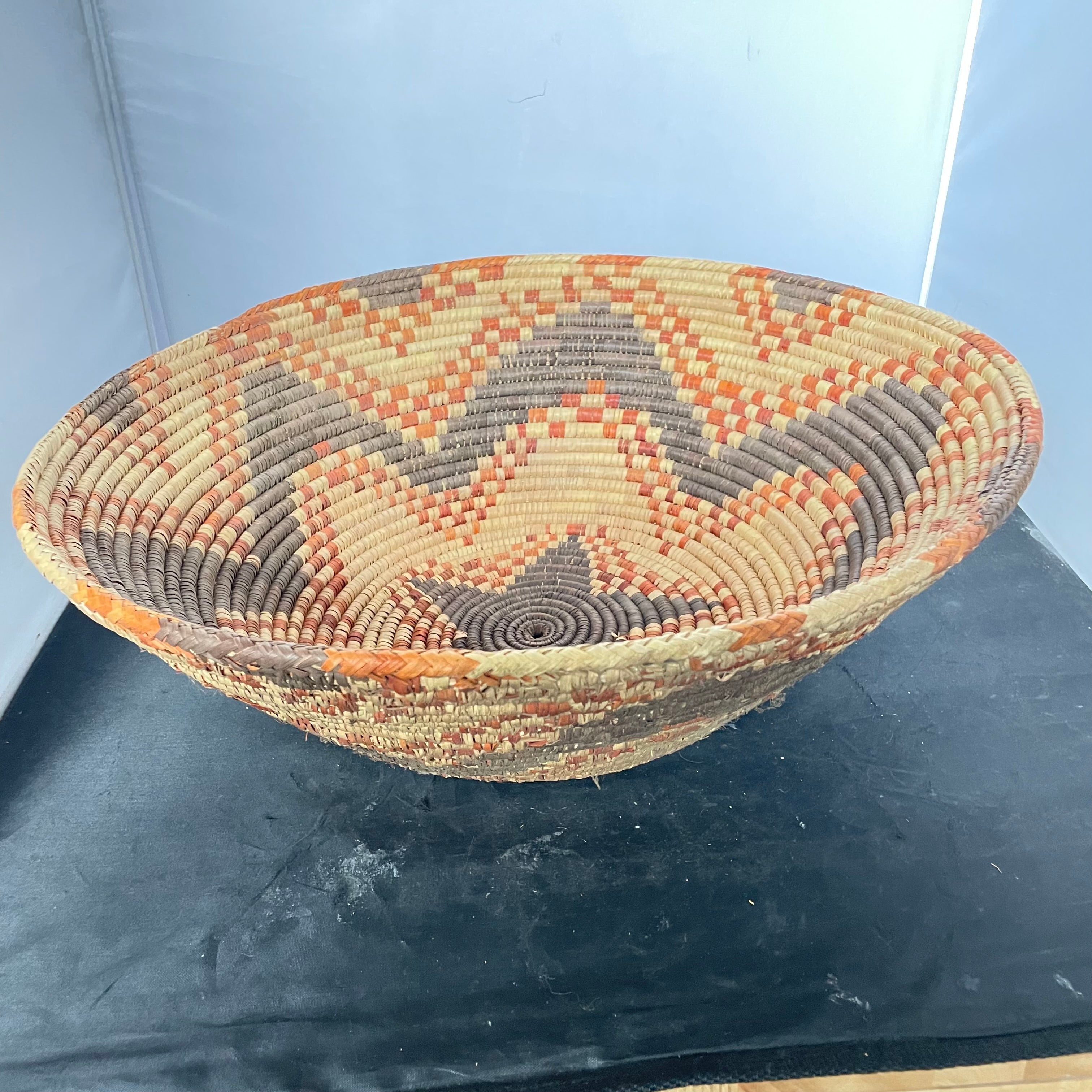 Vintage Native American Hand Woven Wedding Basket with Star Design. 18.5"x 6"