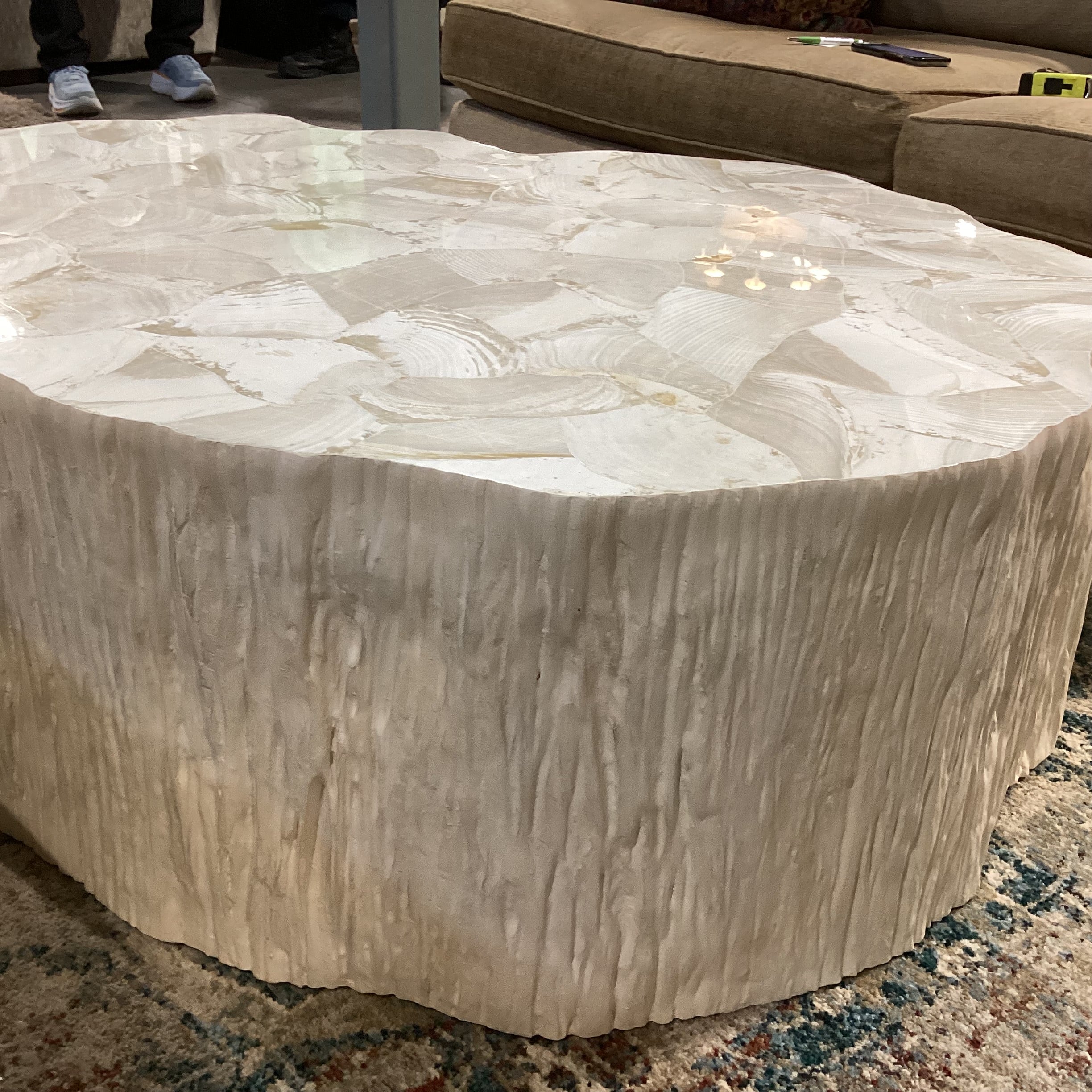 Camilla Fossilized Clam Shell Coffee Table 48"x 35"x 17"