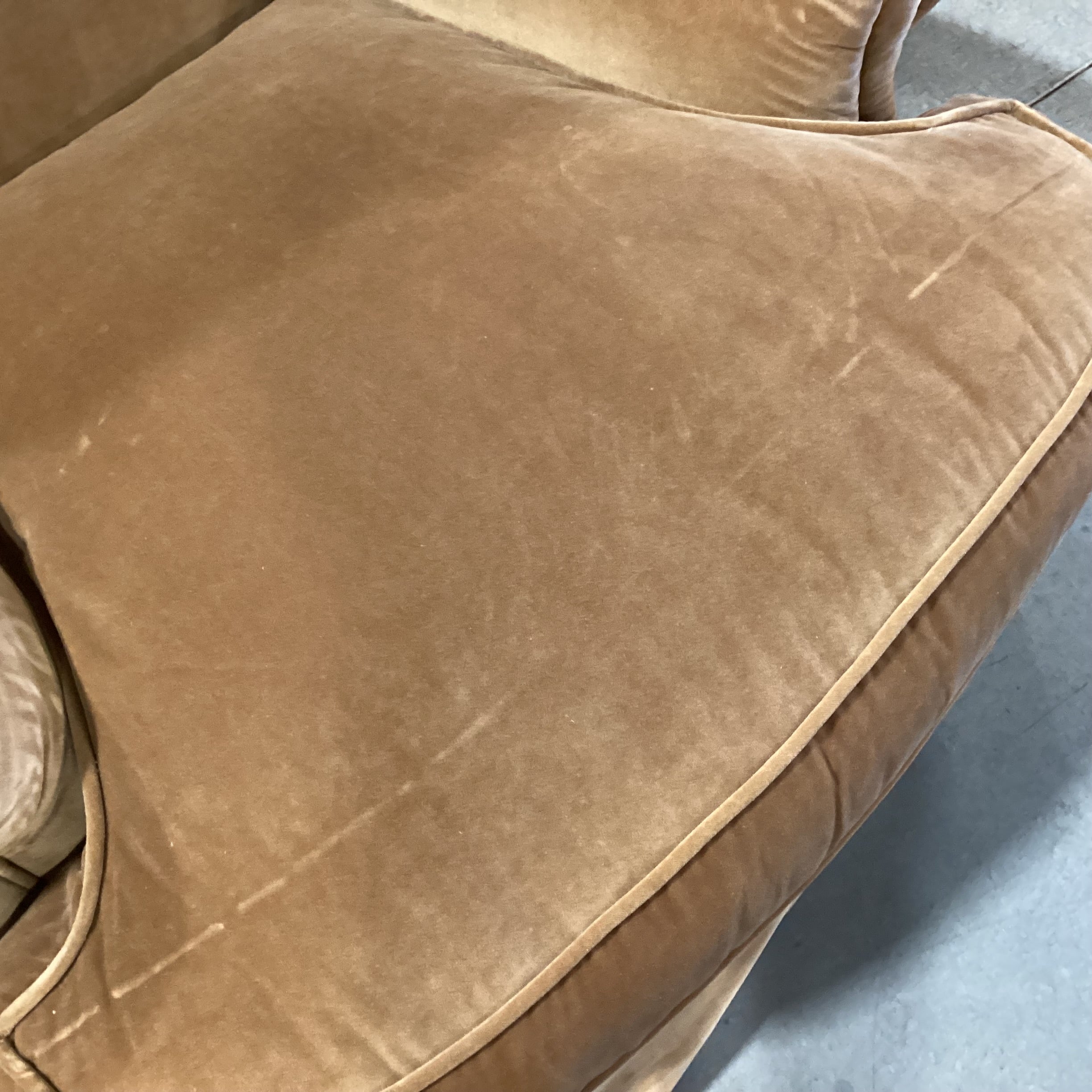 JJ Custom Butterscotch Velvet Down Mix Chair 36"x 42"x 34"