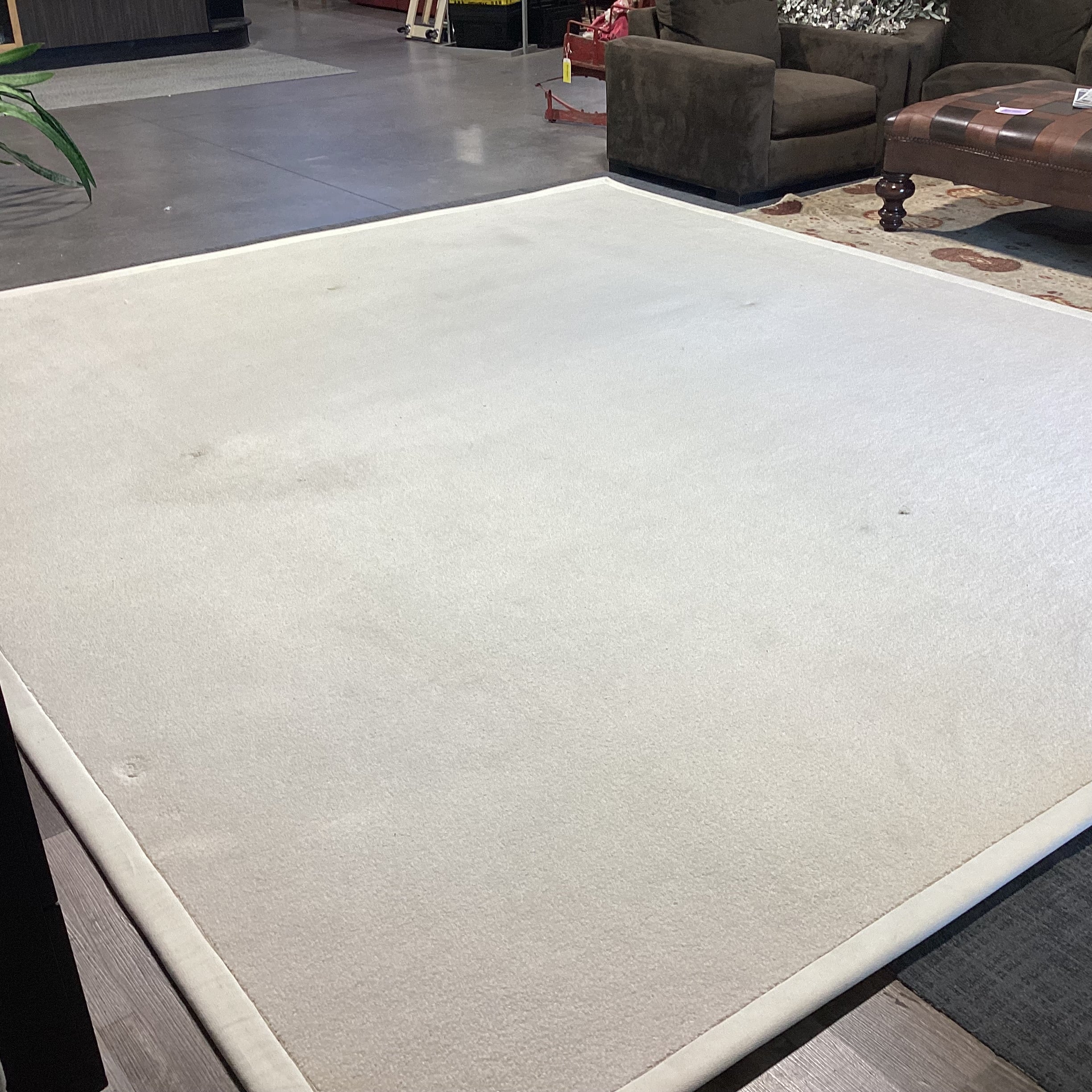 Custom Ivory & Cream Cut & Loop Wool with Border Rug 11' 7" x 13'