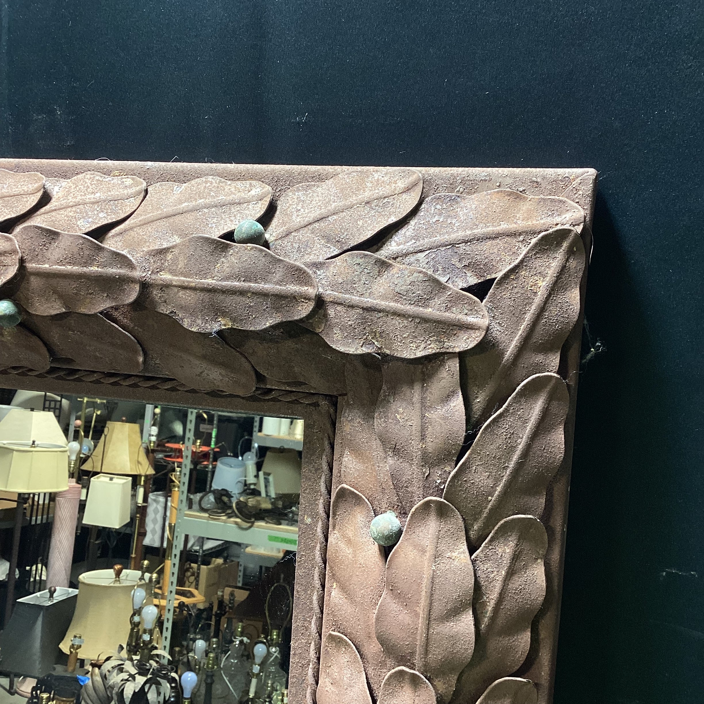 Wrought Iron Tied Foliage With Berries Wall Mirror 28" x 39"