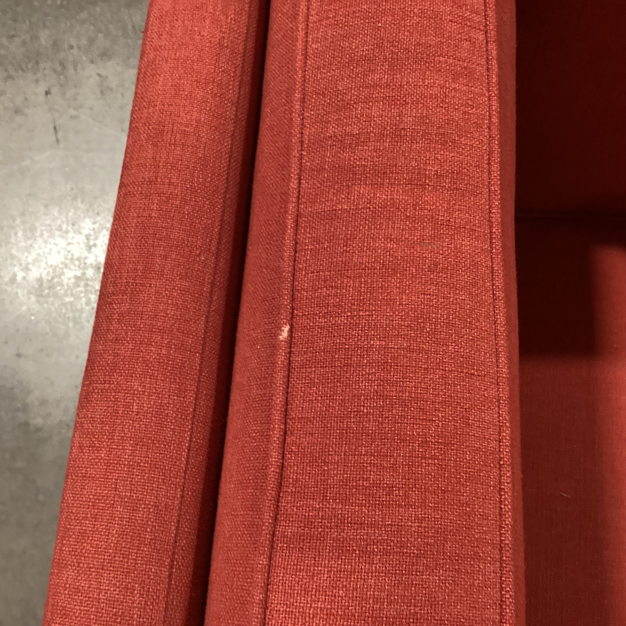 Blu Dot Red Linen Modern Bank Lounge Chair 39"x 36"x 25.5"