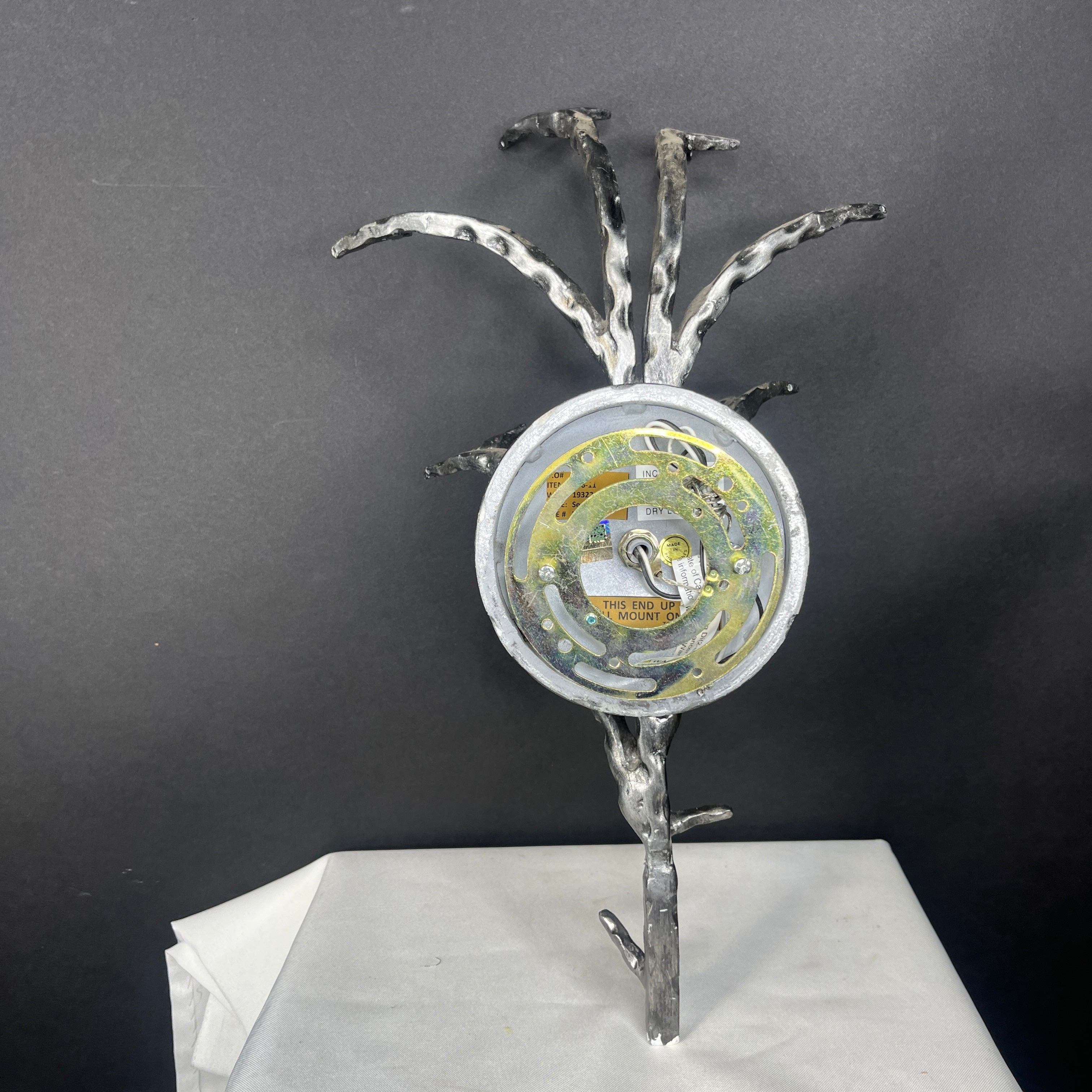 Custom 1-Light Silver Finish Forged Iron Branch Wall Sconce 9.5”x 16.5”x 6.5”