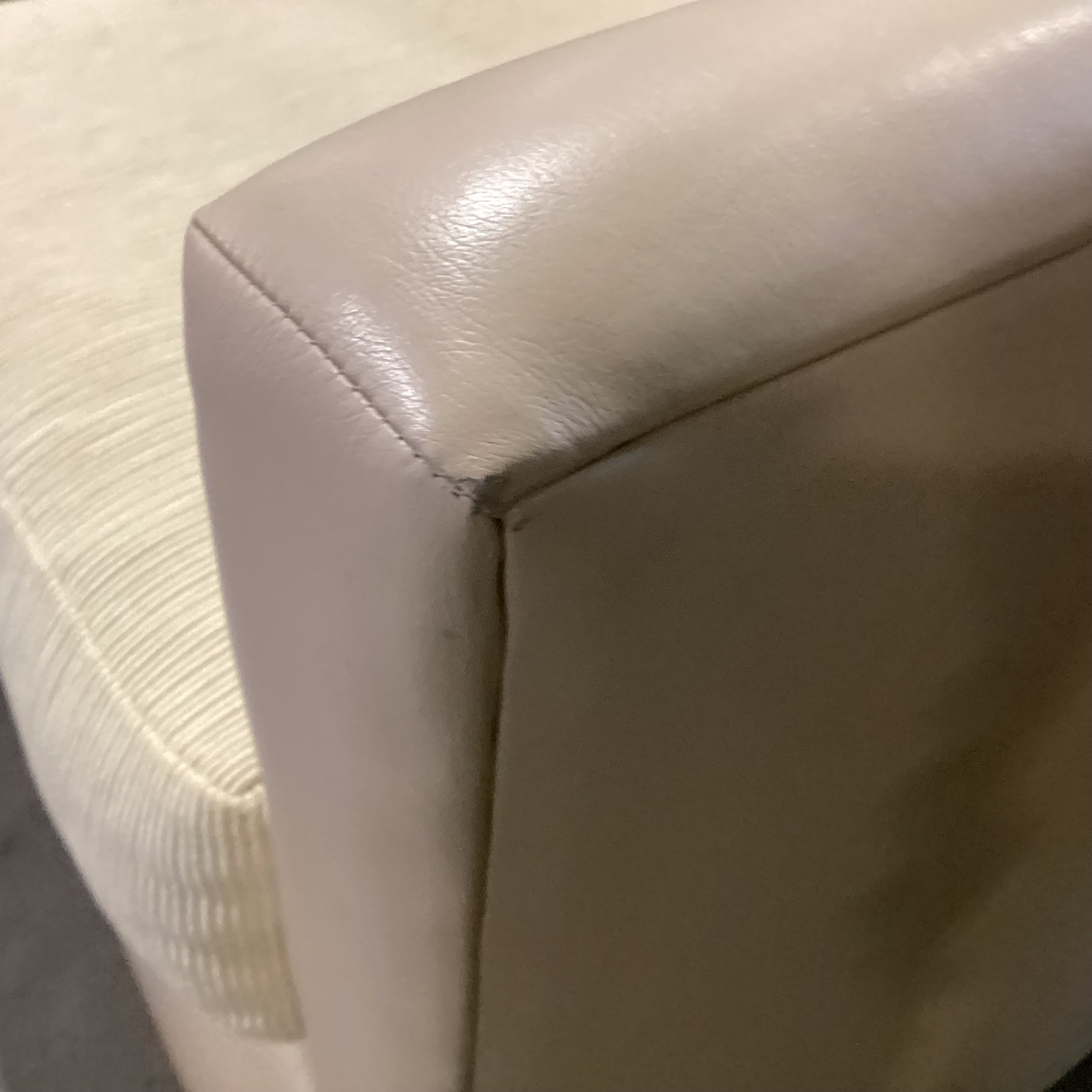 Gina B Custom Blonde Leather & Ribbed Upholstery Down Mix Chair 42"x 42"x 26"