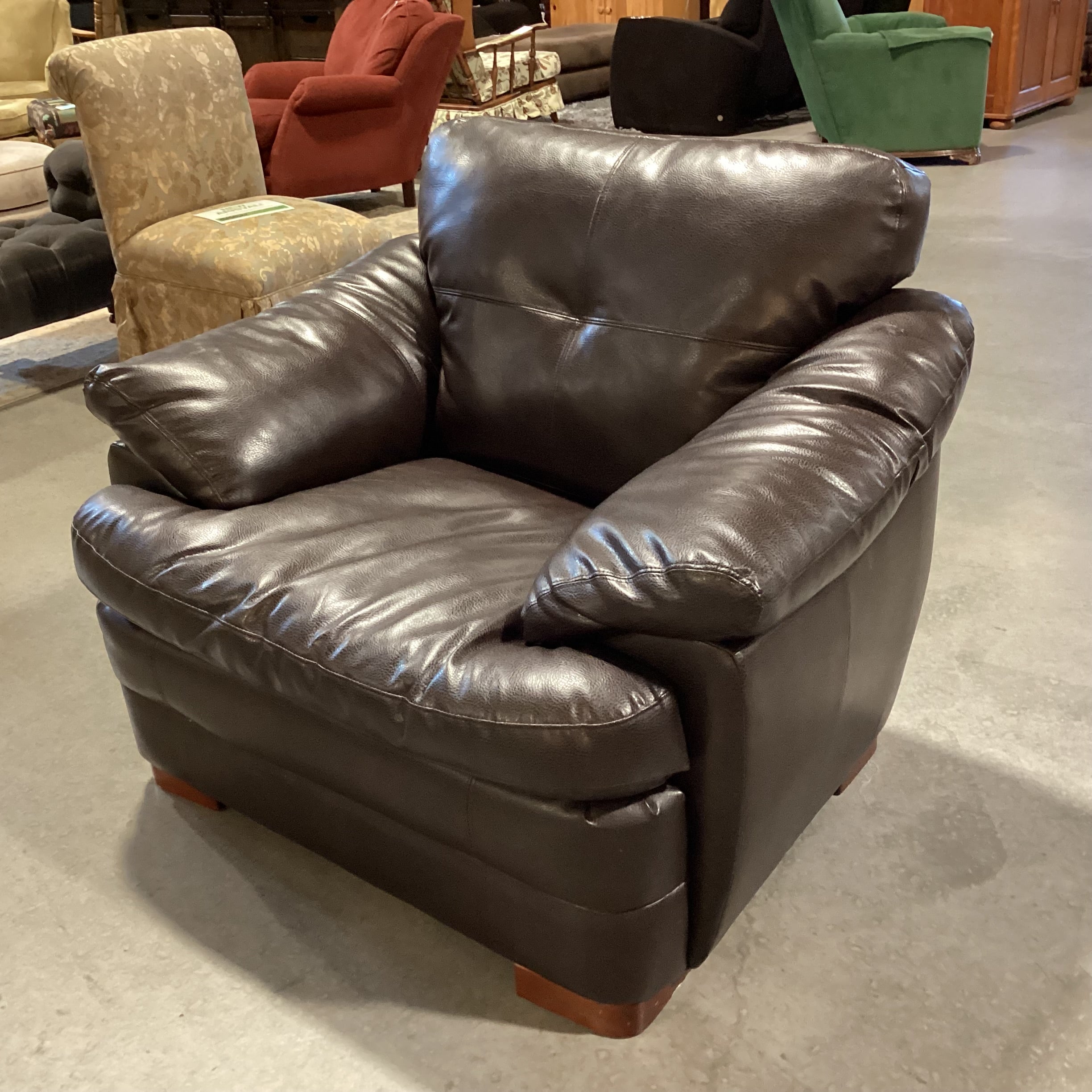 JCP Home Chocolate Texture Bonded Leather Oversized Chair 45"x 36"x 35"