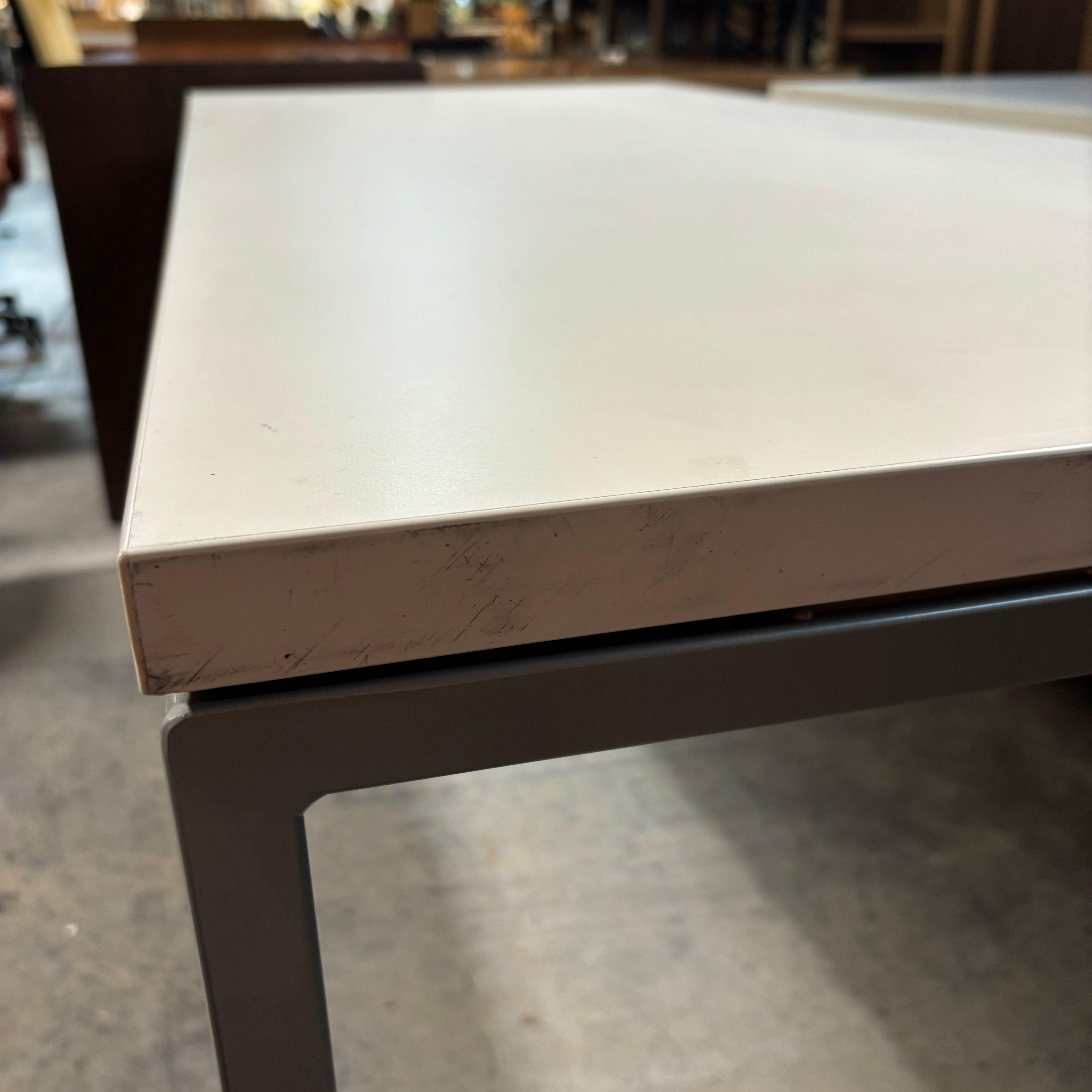 Herman Miller White Laminate Top with Steel Square Base Desk 66"x 29"x 29"