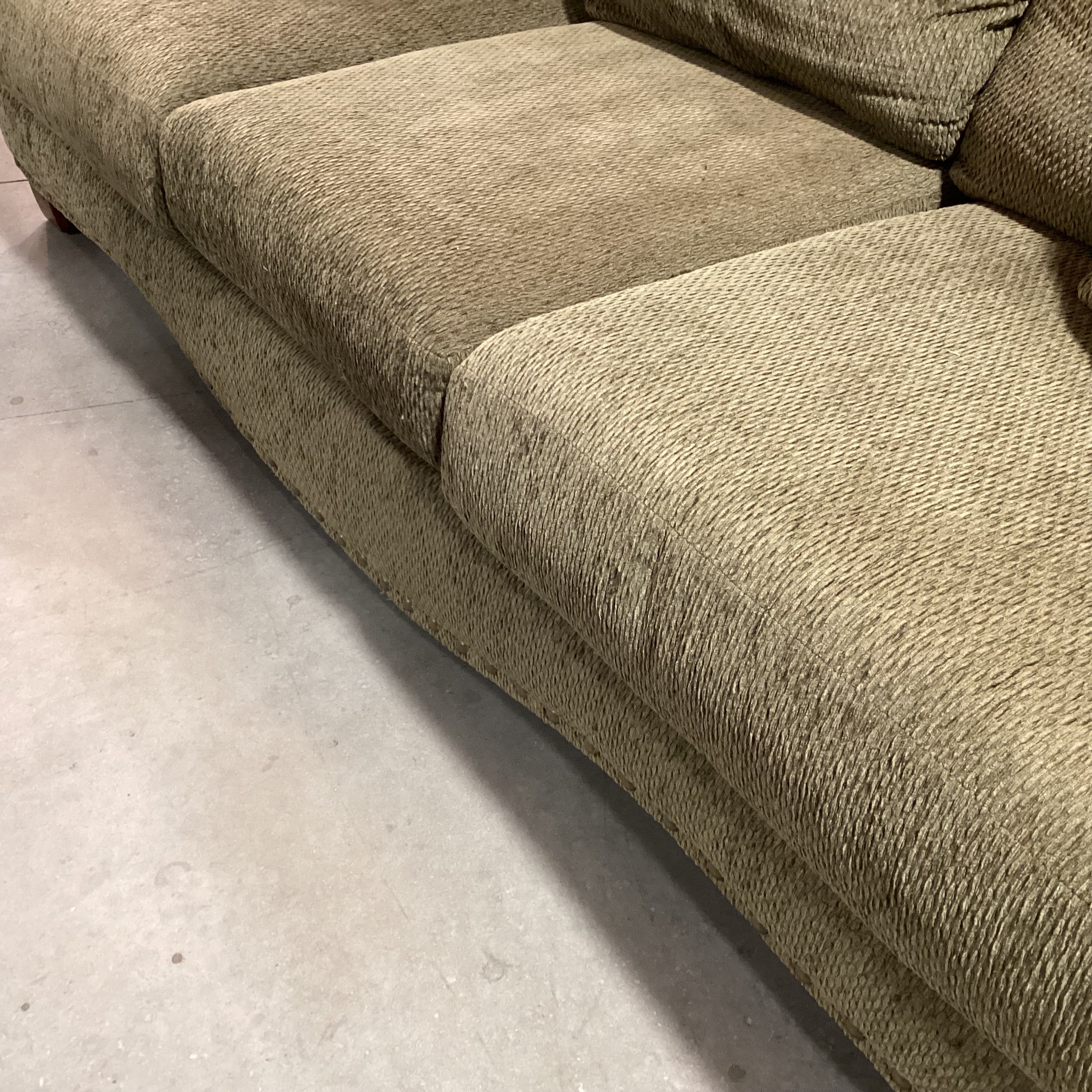 Corinthian Olive Chenille Woven Nailhead Sofa 98"x 45"x 33"