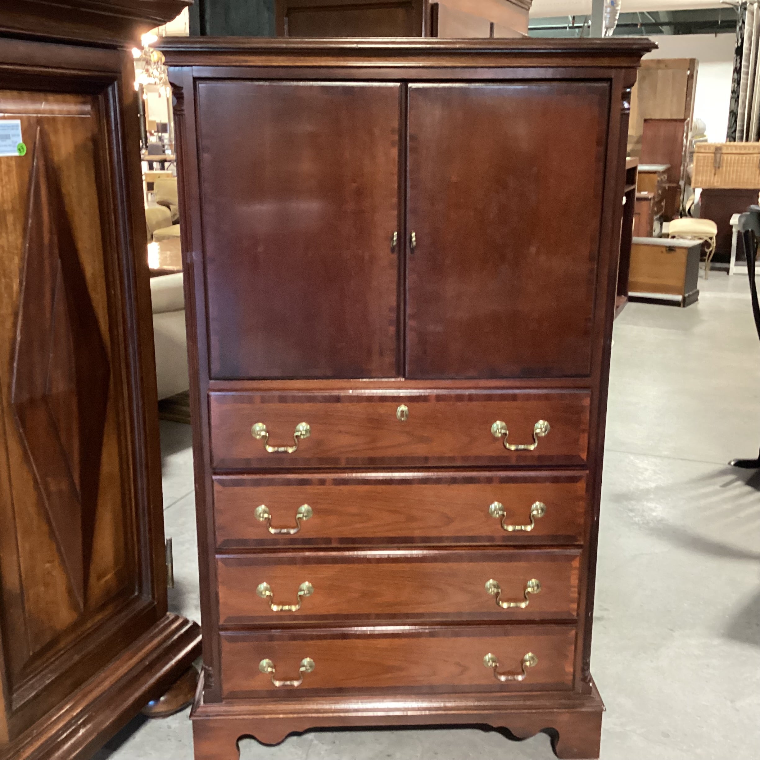 Lexington Dark Finish Wood 2 Door 4 Drawer Cabinet Dresser 36"x 21"x 60"