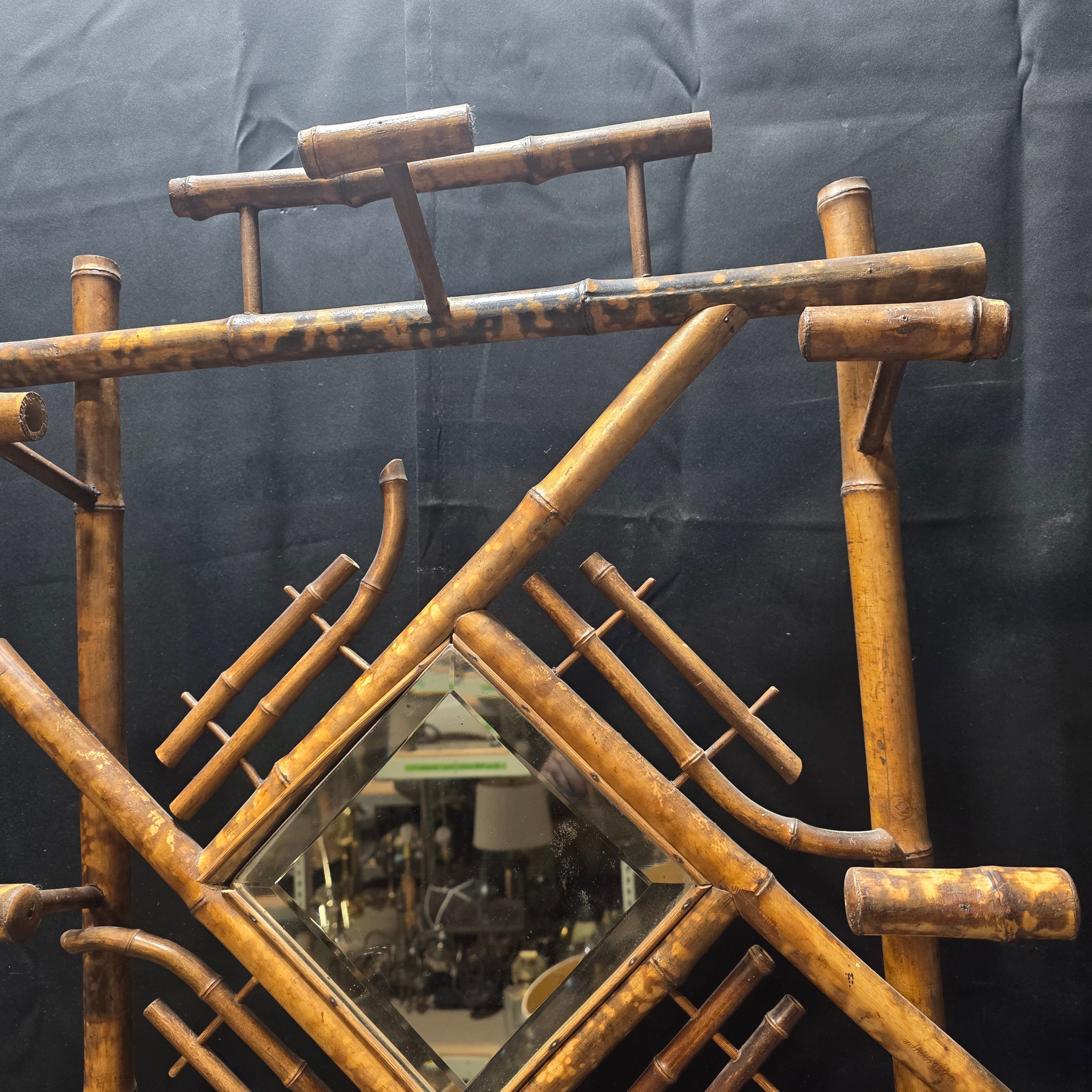 Mid Century Japanese Bamboo Hall Tree 25.5"x7"x78"