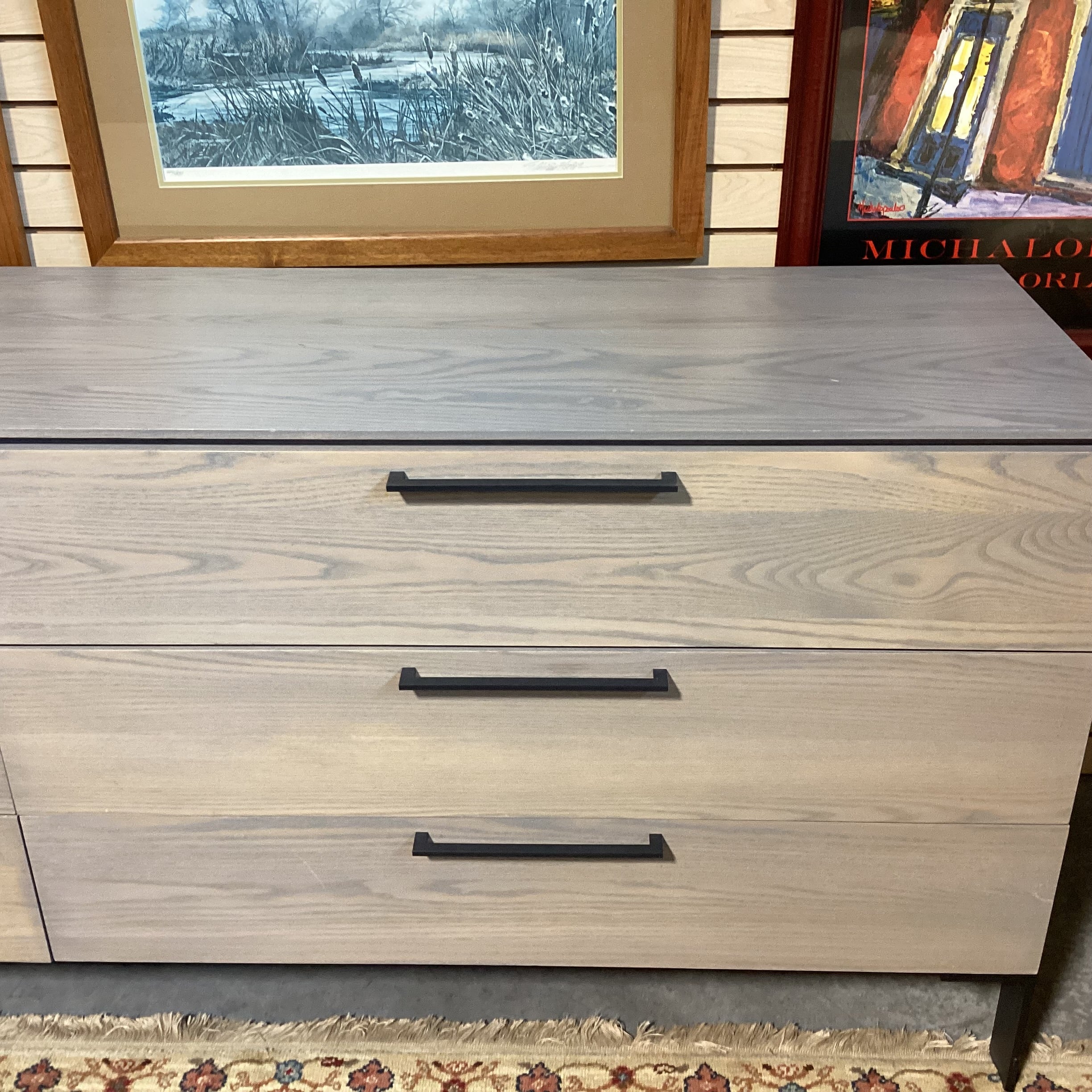 Room & Board Ash Grey Washed Wood & Metal 6 Drawer Dresser 84"x 20.5"x 32.5"