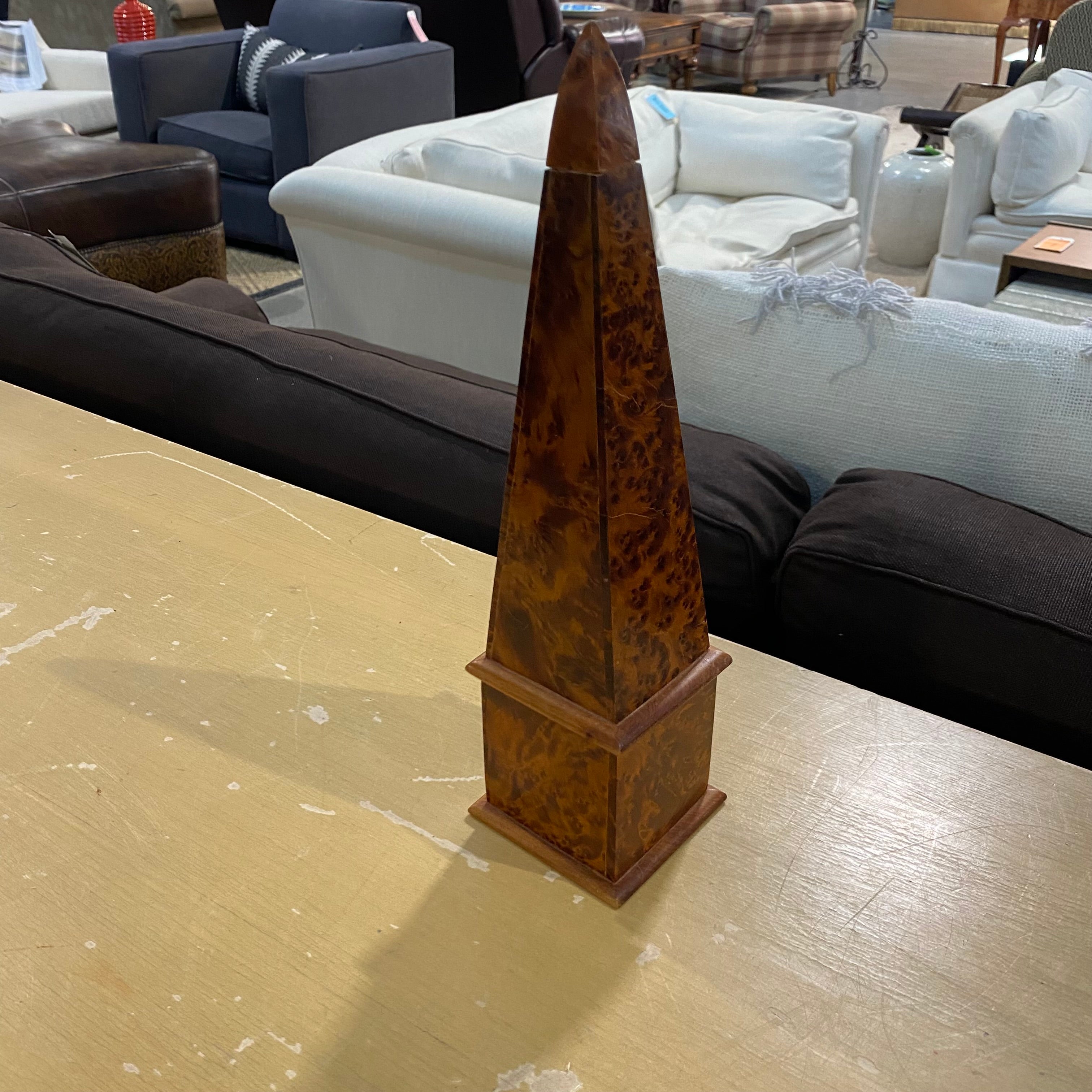 Decorative Burl wood Obelisk 3.25"x 3.25"x 13"