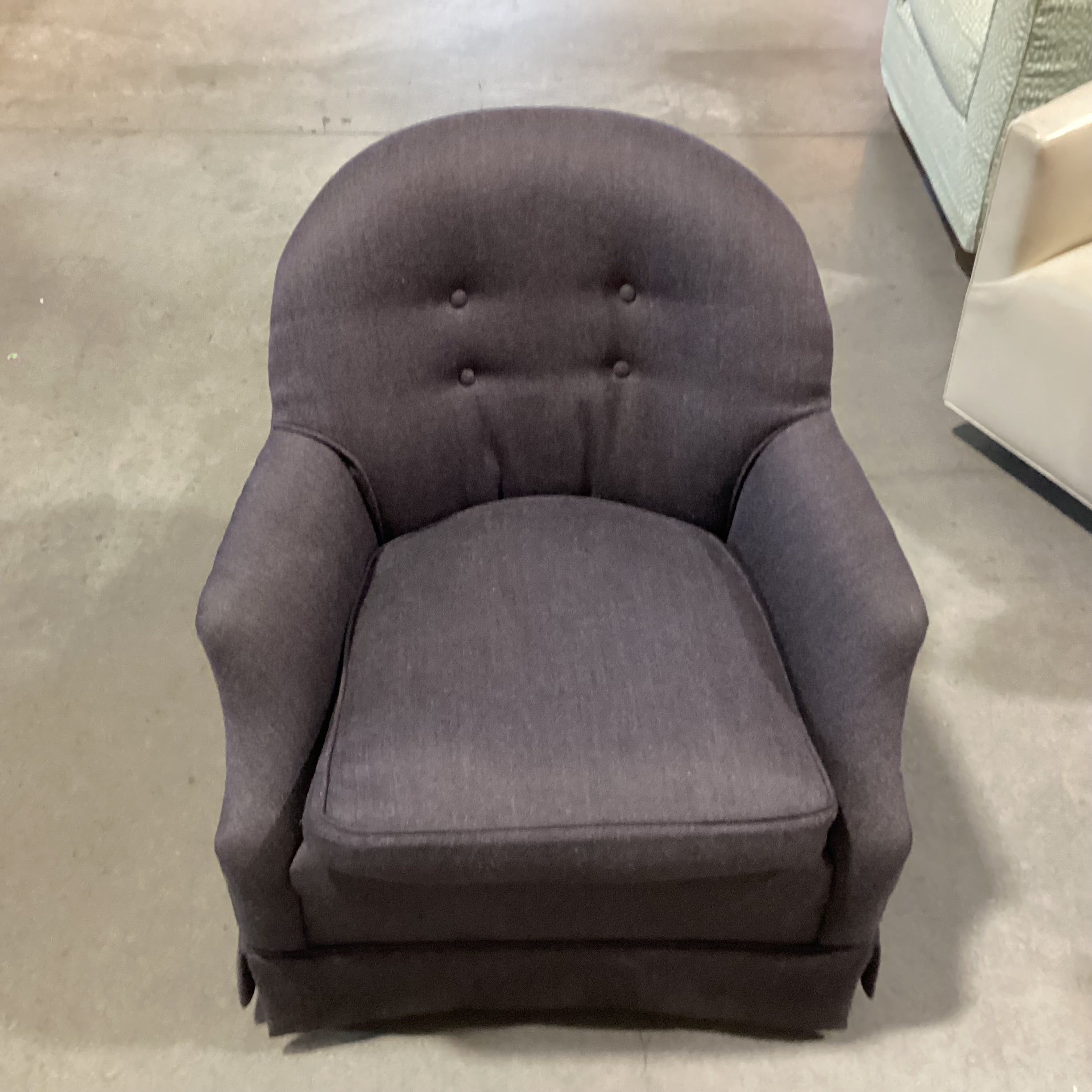 Charcoal Wool Blend Felt Button Tufted Back Swivel Rock Chair 30"x 31"x 30"