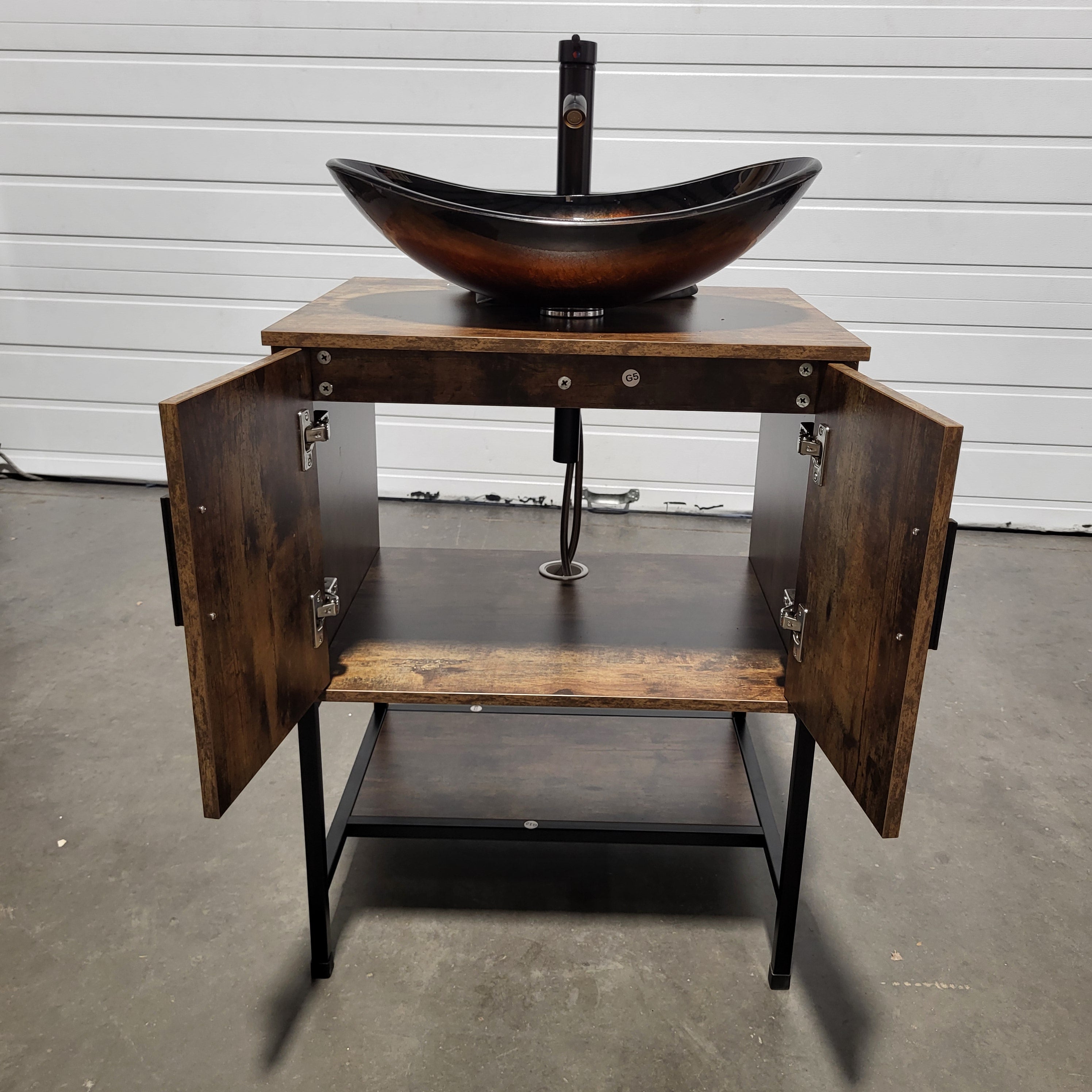 24"x 19"x 43" UVE Antique Dark Brown Vanity