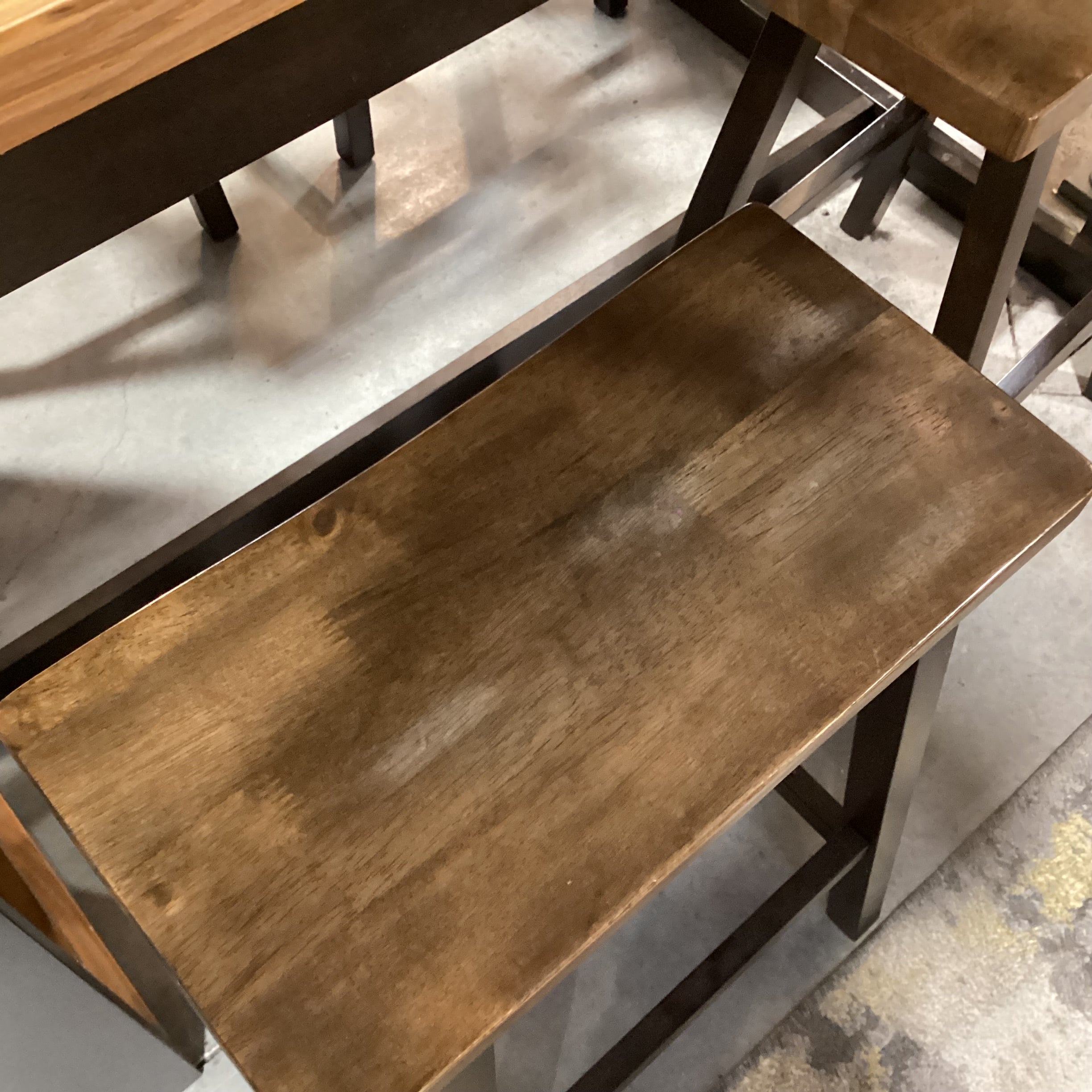 Veneer & Wood 2 Tone with Shelves IslandTable & 4 Stools Dining Set 59"x 29.5"x 36"