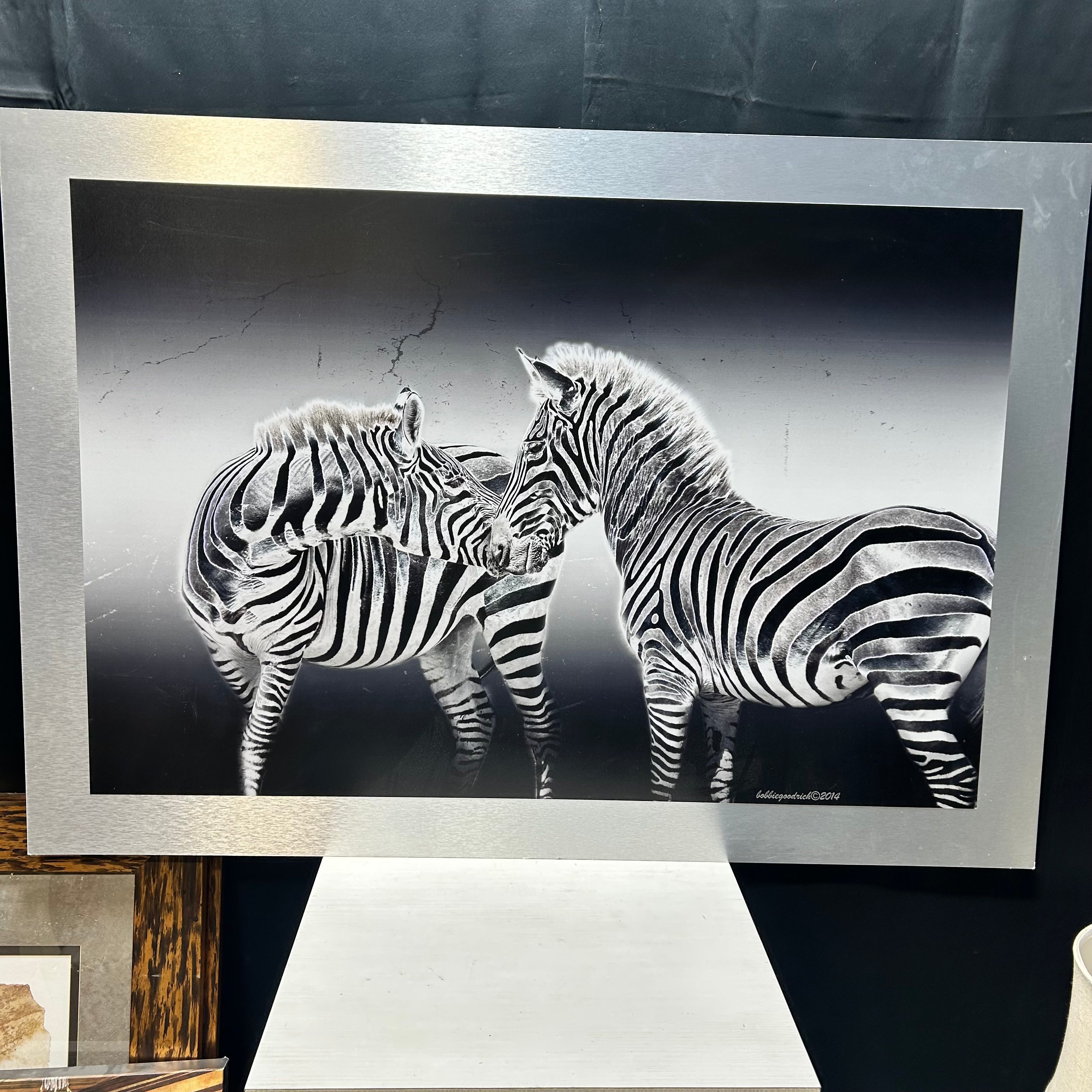 Bobbie Goodrich Zebra Print On Metallic Board 49.5"x 35"