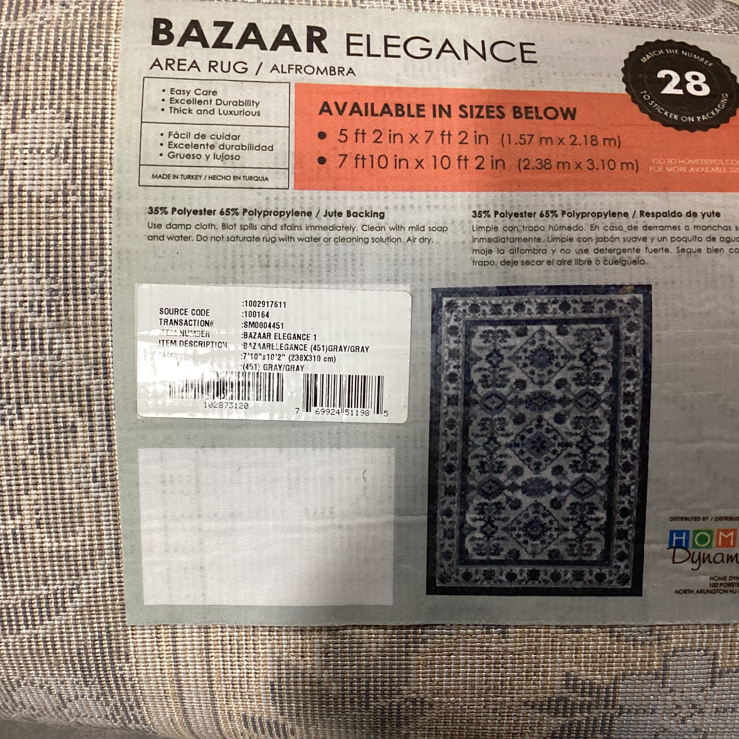 Bazaar Elegance Grey Blue Poly Rug 7'10"x 10'2"