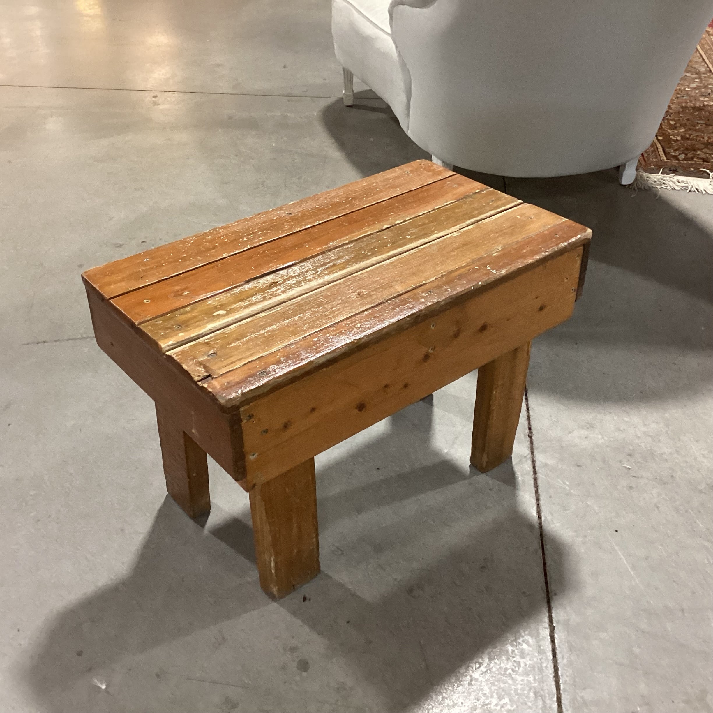 Vintage Hand Crafted Plank Stool End Table 26"x 15"x 17"