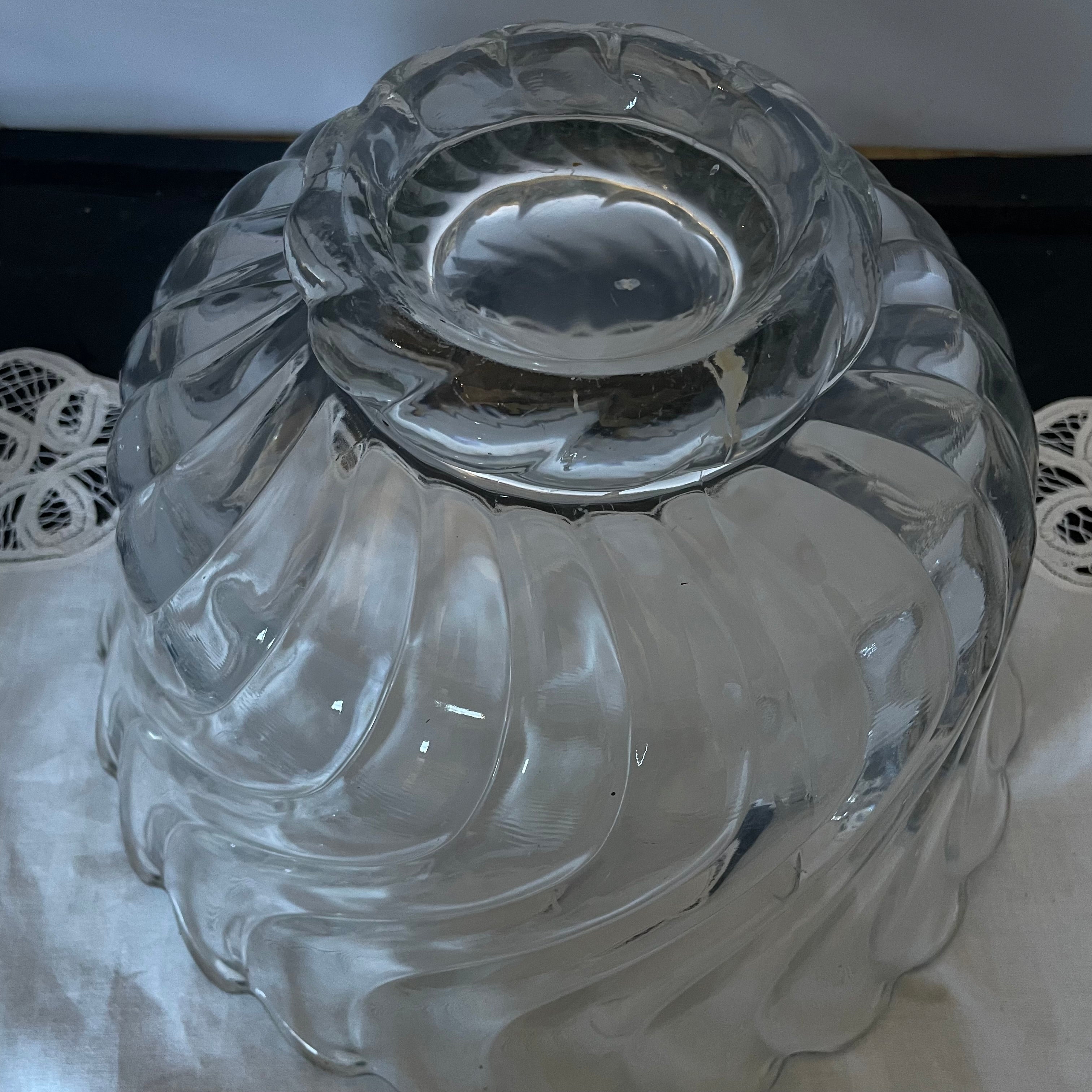 Set of 11 Pieces Rare Fostoria Colony Crystal Footed Punch Bowl with 10 Cups